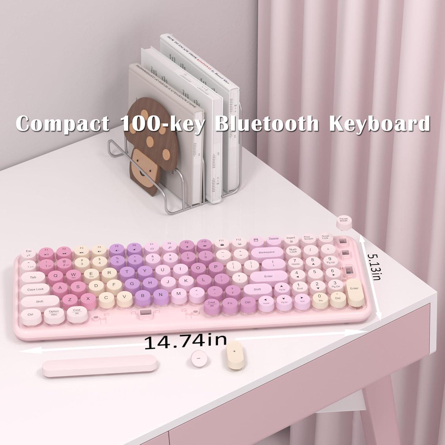 Teclado Bluetooth Inalámbrico COVEVA Rosa Arcoíris 100 Teclas