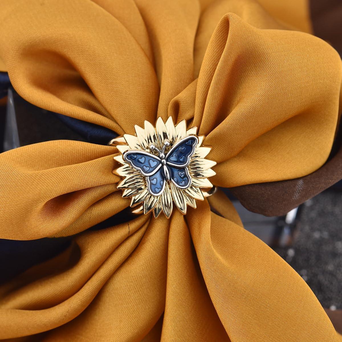 Anillo para Bufanda Mariposa Girasol Baño de Oro 6.32 cm