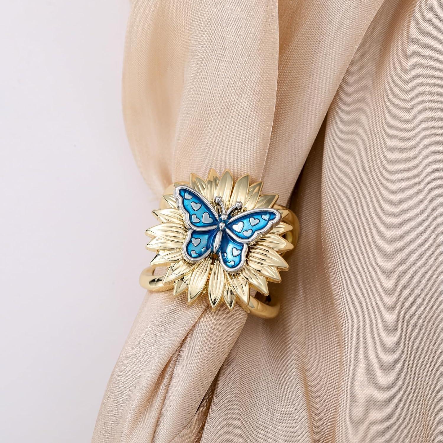 Anillo para Bufanda Mariposa Girasol Baño de Oro 6.32 cm