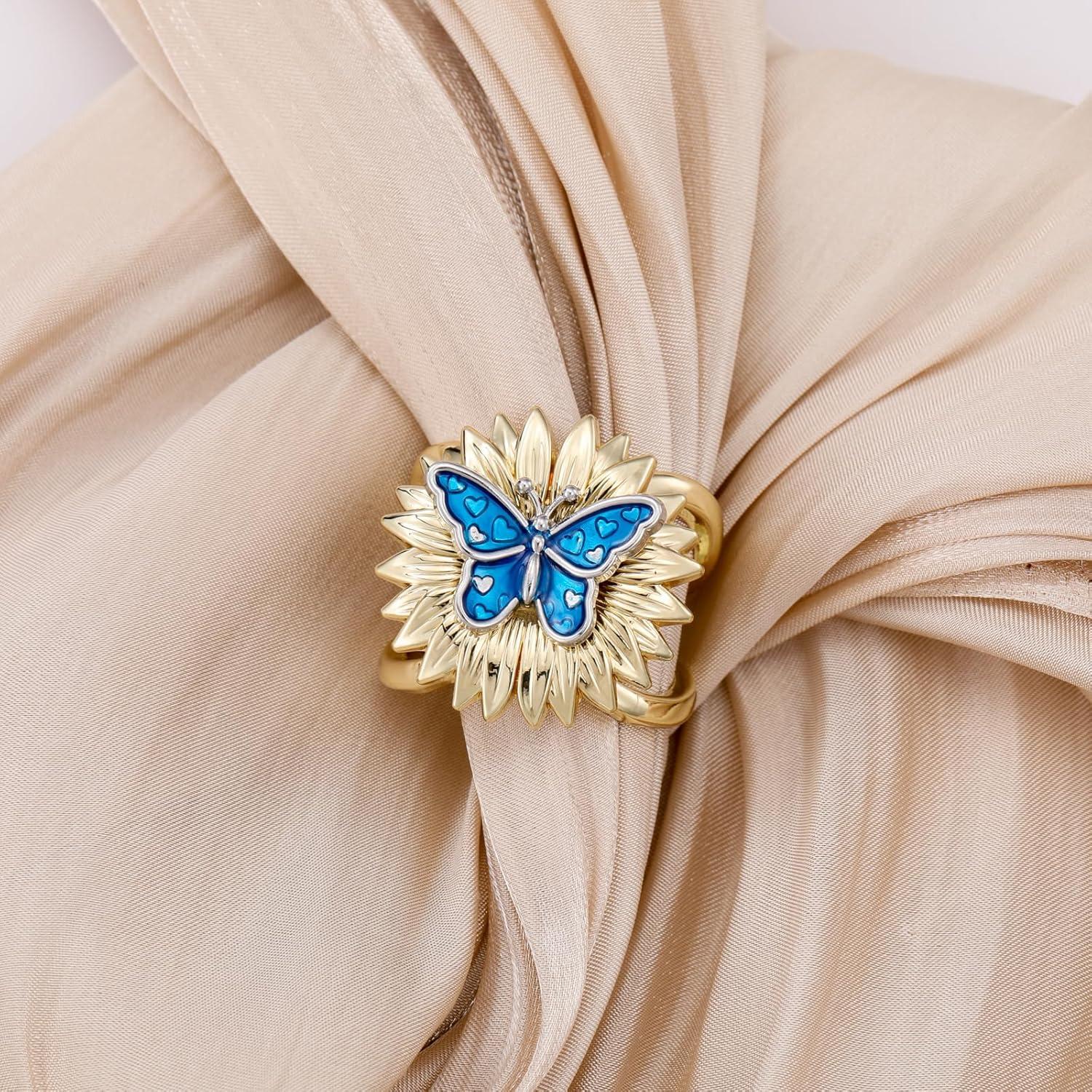 Anillo para Bufanda Mariposa Girasol Baño de Oro 6.32 cm