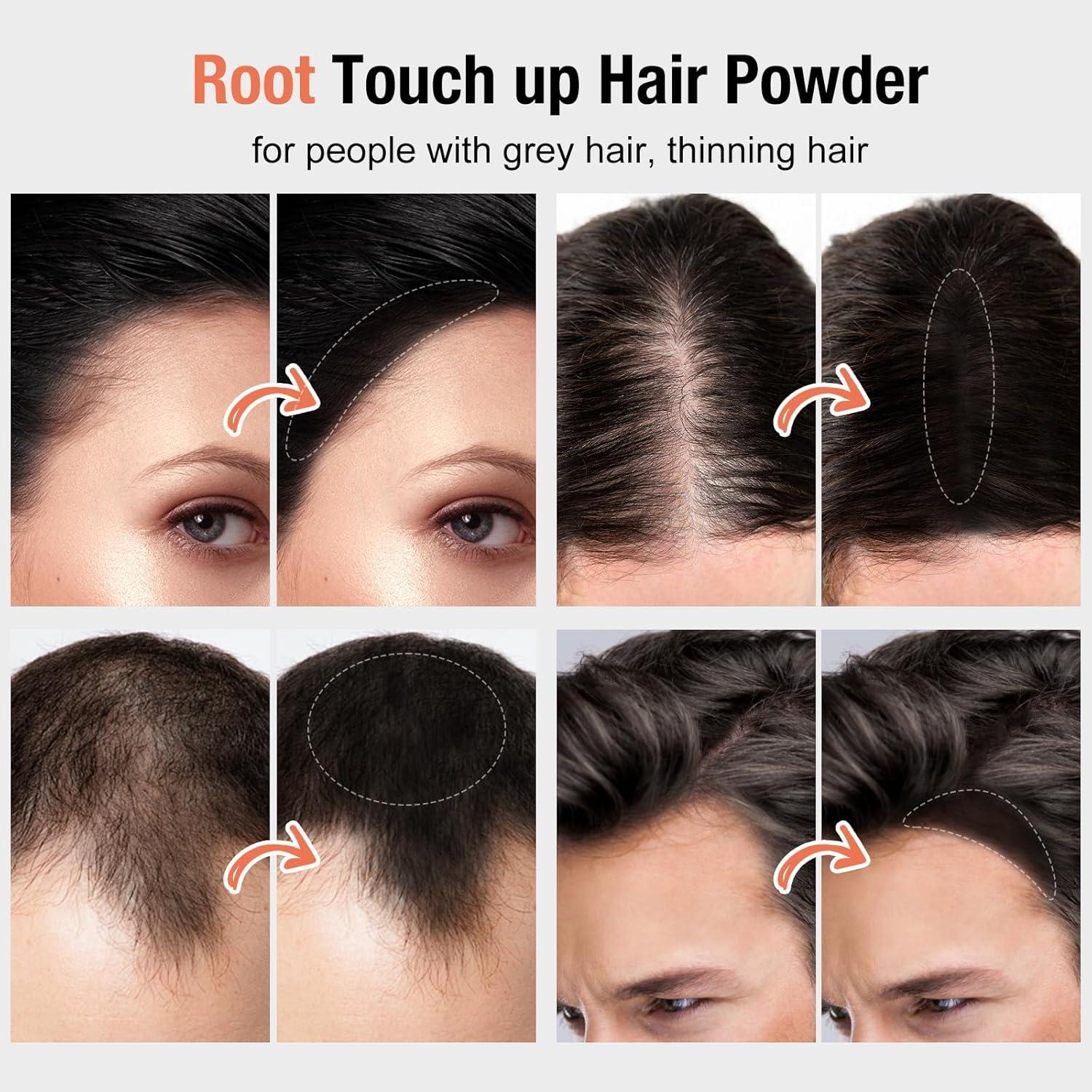 Boobeen Root Touch up Hair Powder,Root Cover up Hairline Powder,Temporary Hair Color for Gray Hair Coverage Touch up Hair Shadow Powder for Thinning Hair for Men and Women