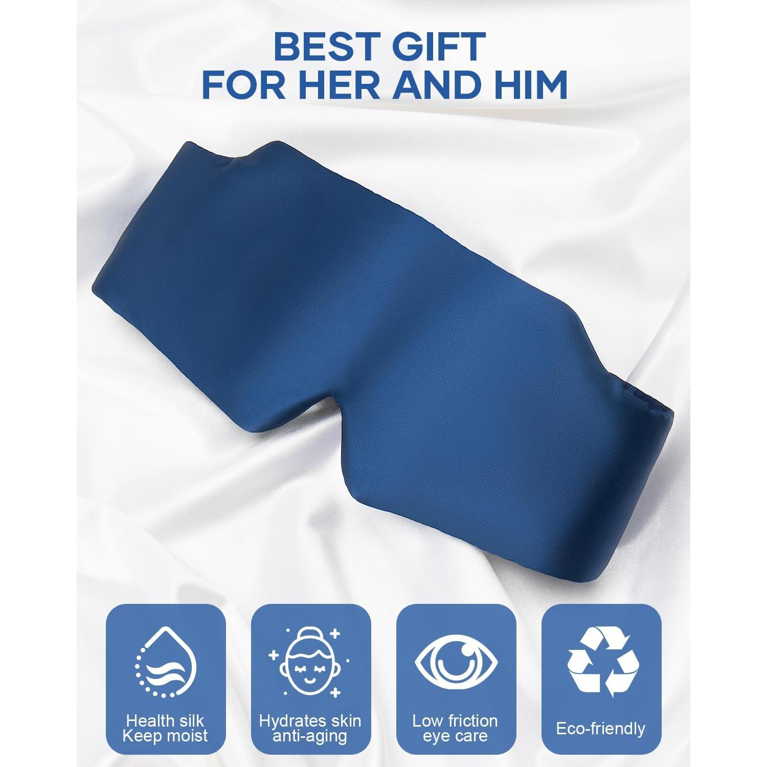 Máscara de Sueño de Seda Zinpaza Acolchada Ajustable 25.5x12.3cm