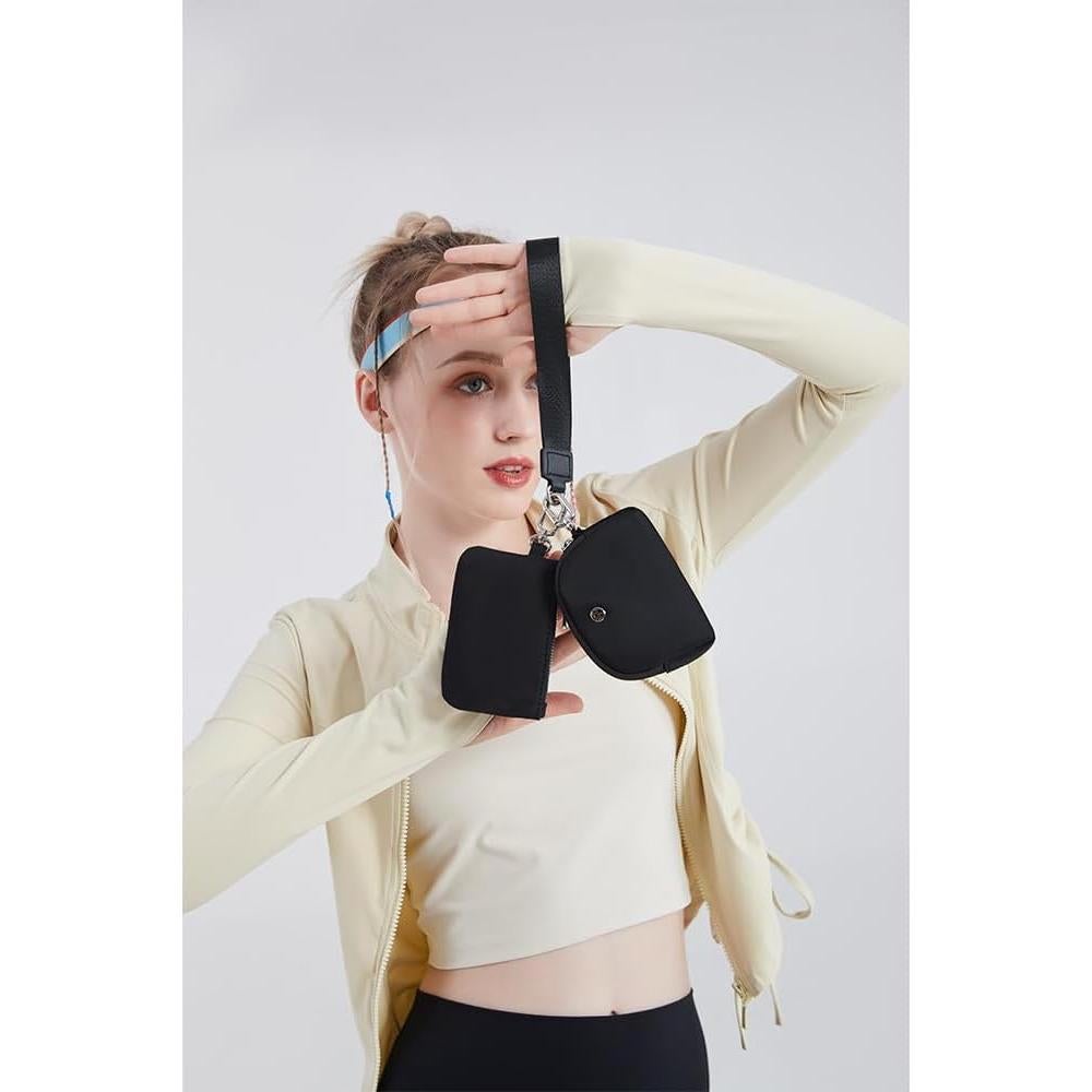 Cartera de Muñeca WSRYDJDL Negra Doble Bolsa Desmontable