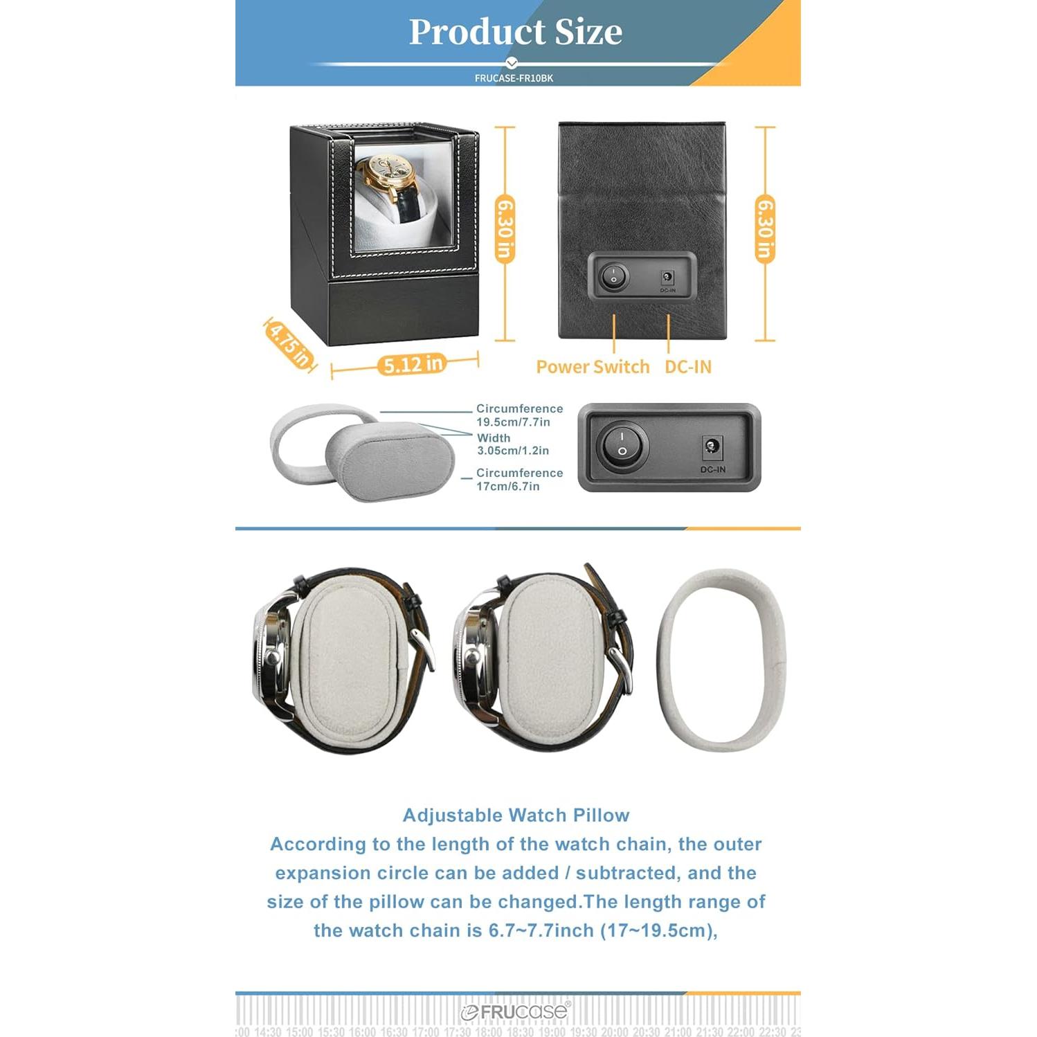 Enrollador de Relojes Automáticos FRUCASE Negro Motor Silencioso