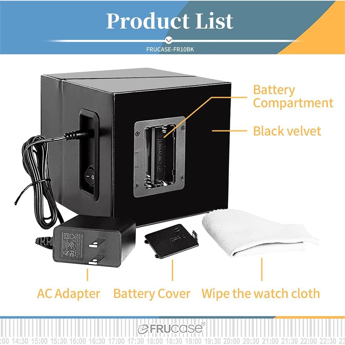 Enrollador de Relojes Automáticos FRUCASE Negro Motor Silencioso