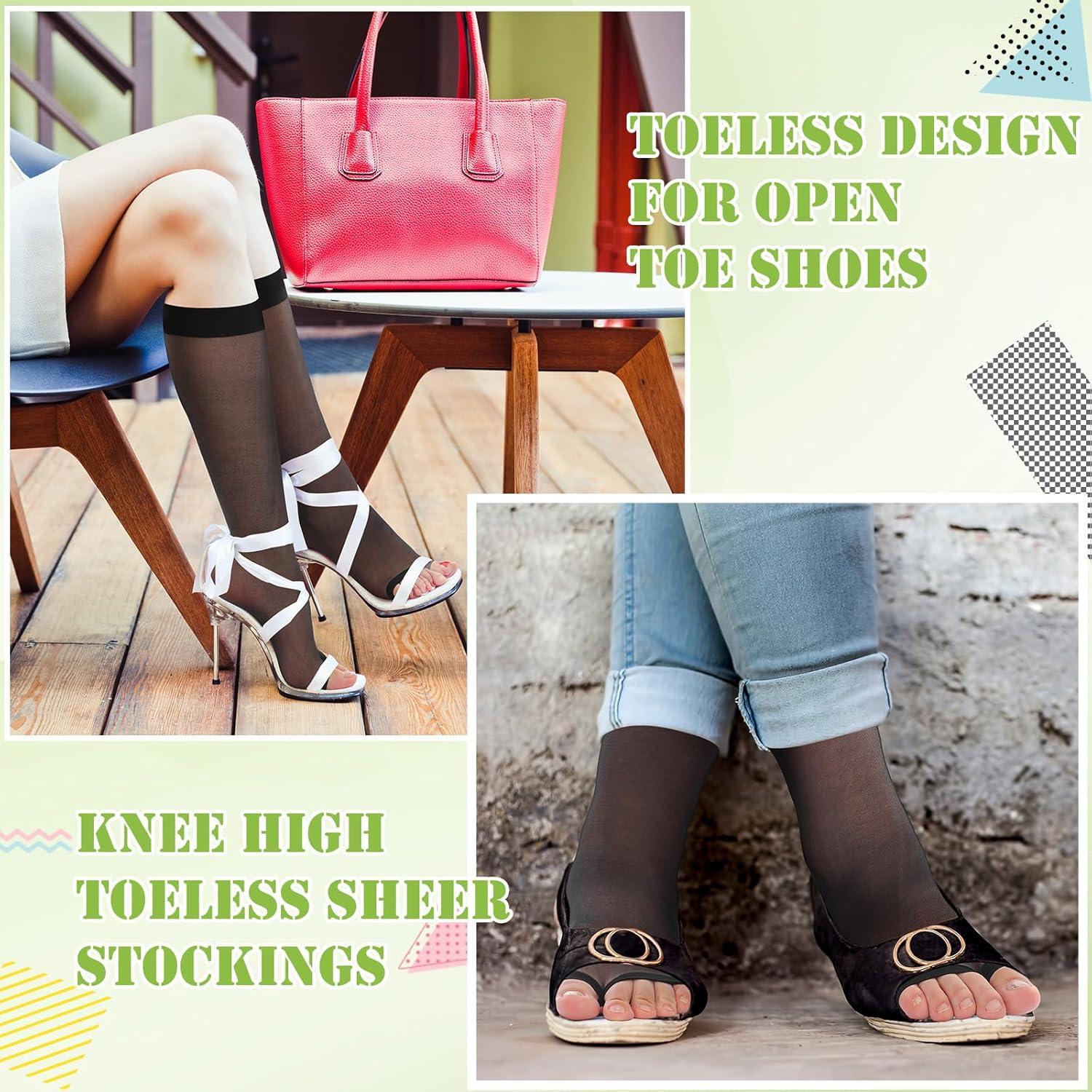 Bonuci 8 Pares de Medias Altas Sin Dedos para Mujeres - Color Nude