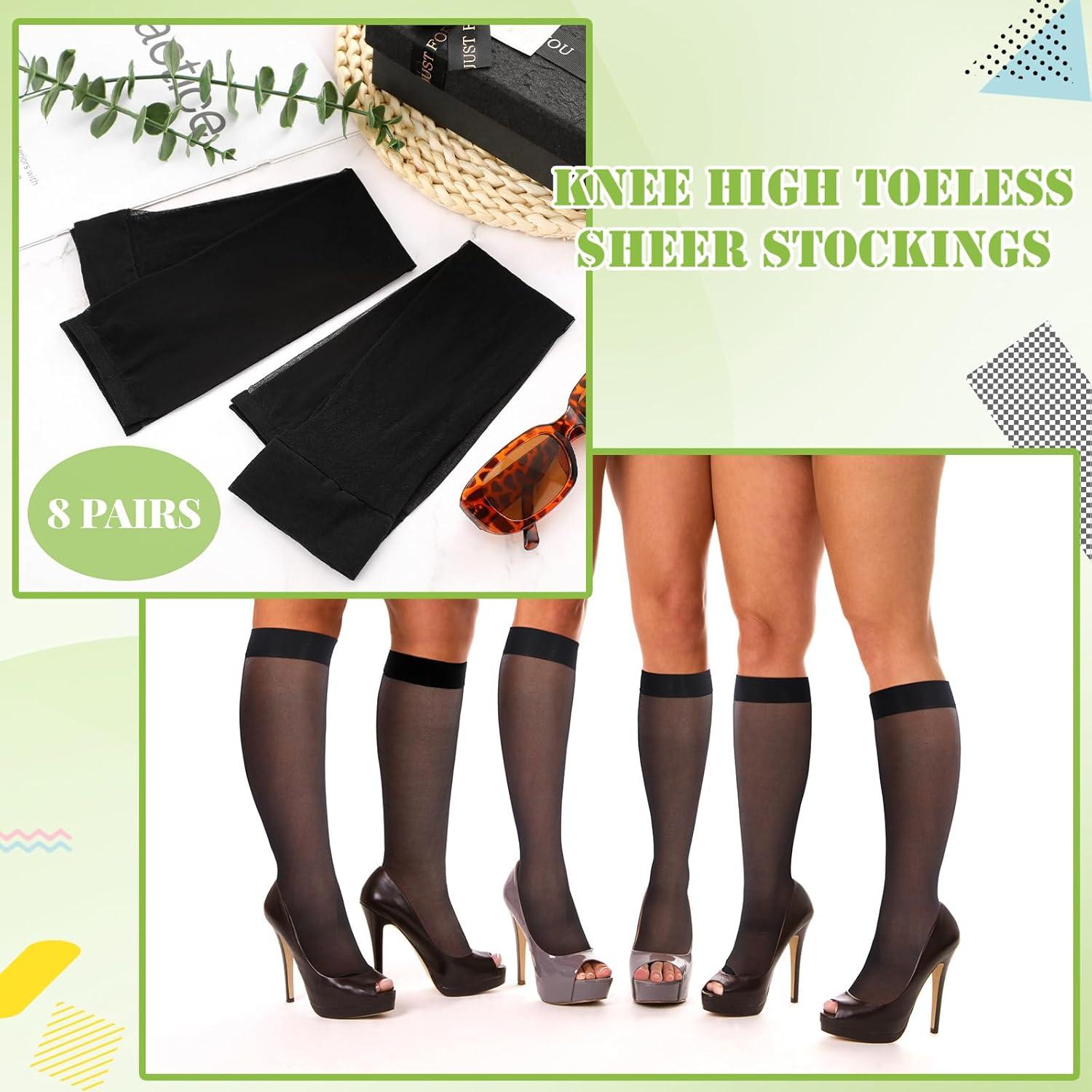 Bonuci 8 Pares de Medias Altas Sin Dedos para Mujeres - Color Nude