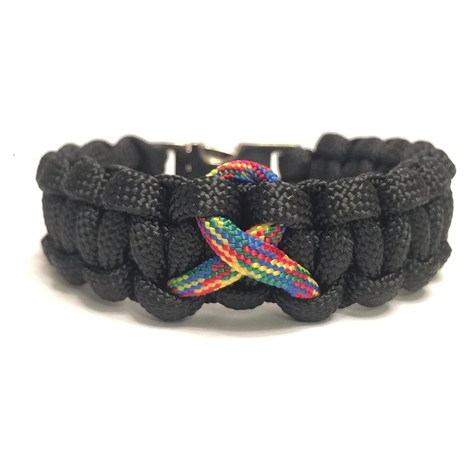 Pulsera de Paracord Negra Ajustable Tru550 17.78 cm Autismo