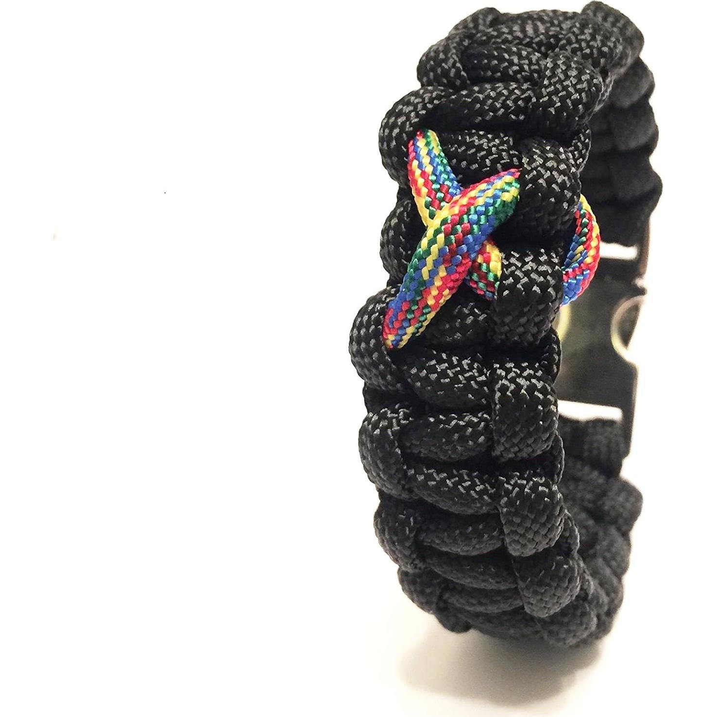 Pulsera de Paracord Negra Ajustable Tru550 17.78 cm Autismo
