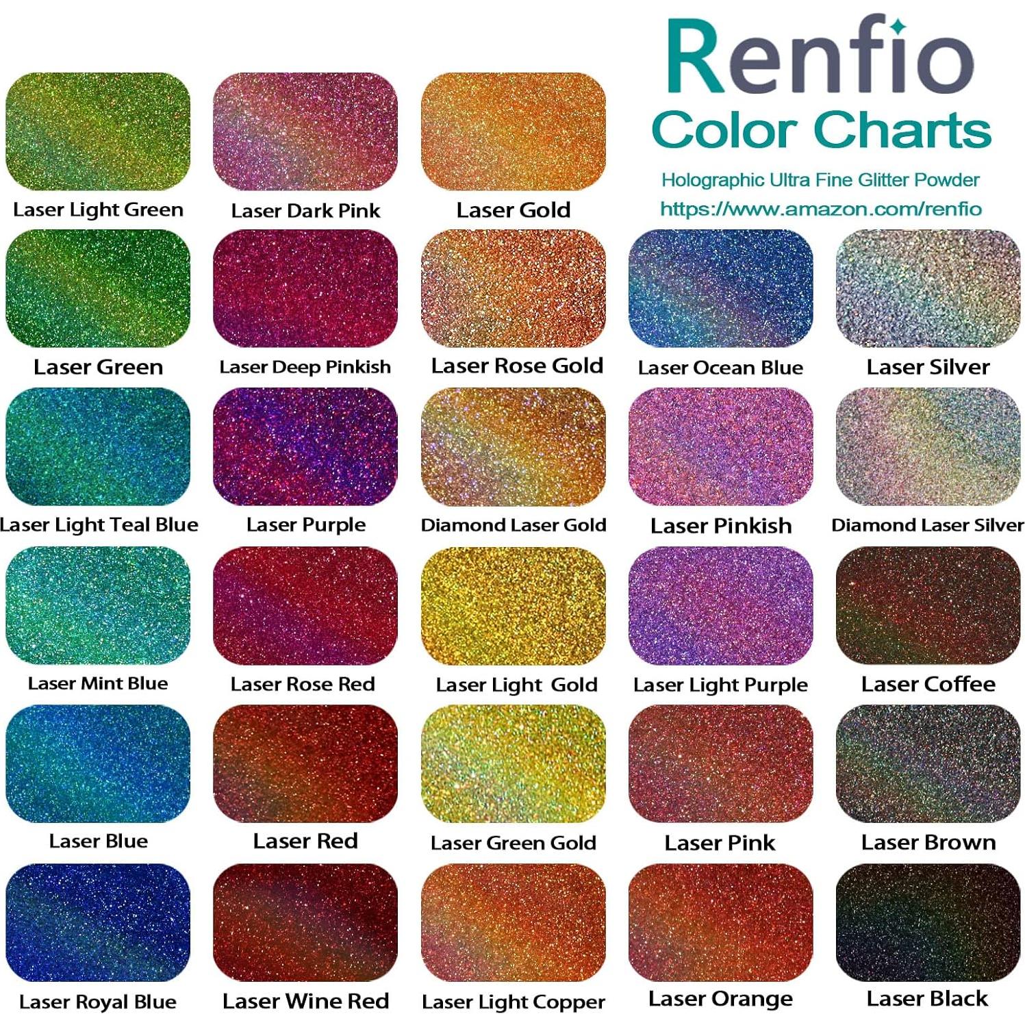 Conjunto de Brillantina Holográfica Renfio 28 Colores 420g