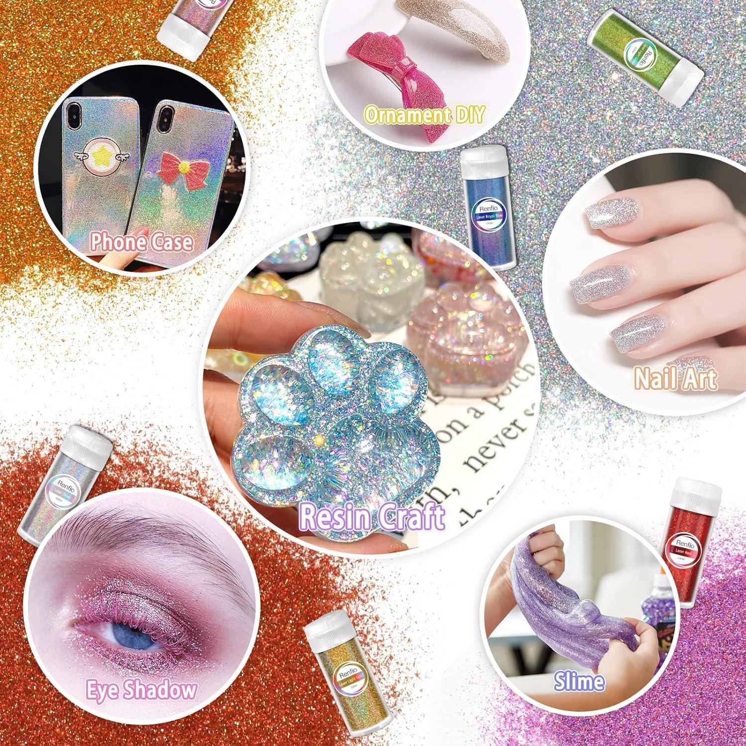 Conjunto de Brillantina Holográfica Renfio 28 Colores 420g