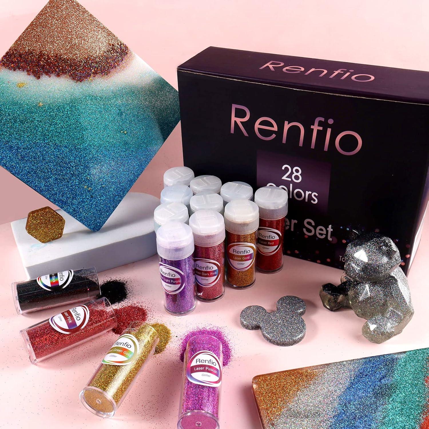 Conjunto de Brillantina Holográfica Renfio 28 Colores 420g