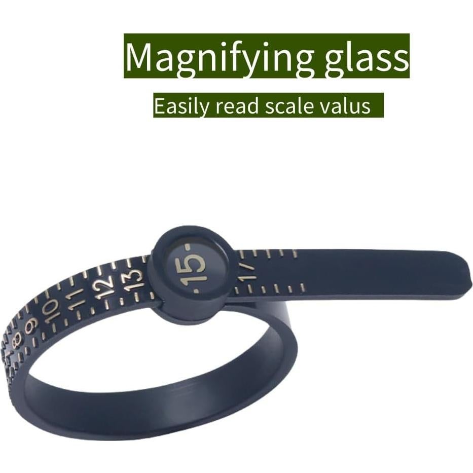 Ring Sizer with Magnifier Measuring Tool 1-17 Ring Measurer Flexible Ruler for Men&Women