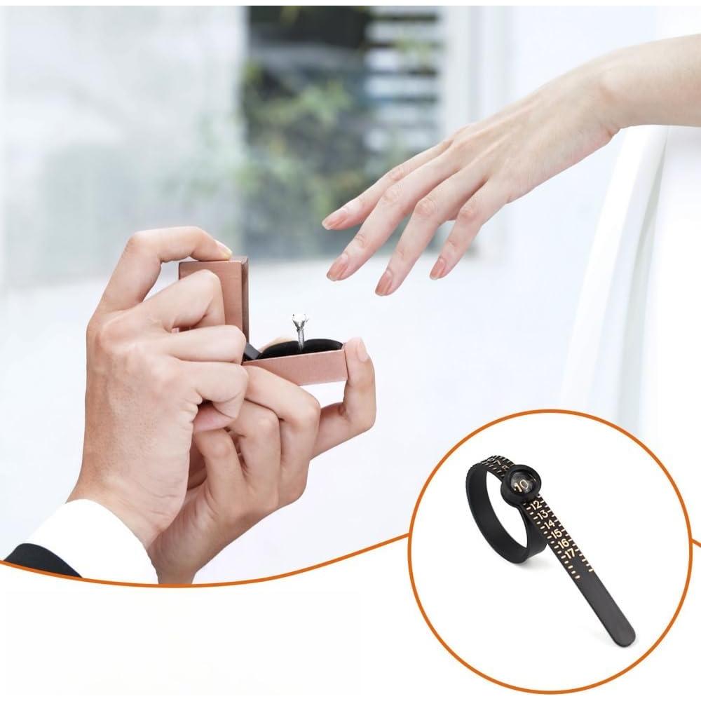Ring Sizer with Magnifier Measuring Tool 1-17 Ring Measurer Flexible Ruler for Men&Women
