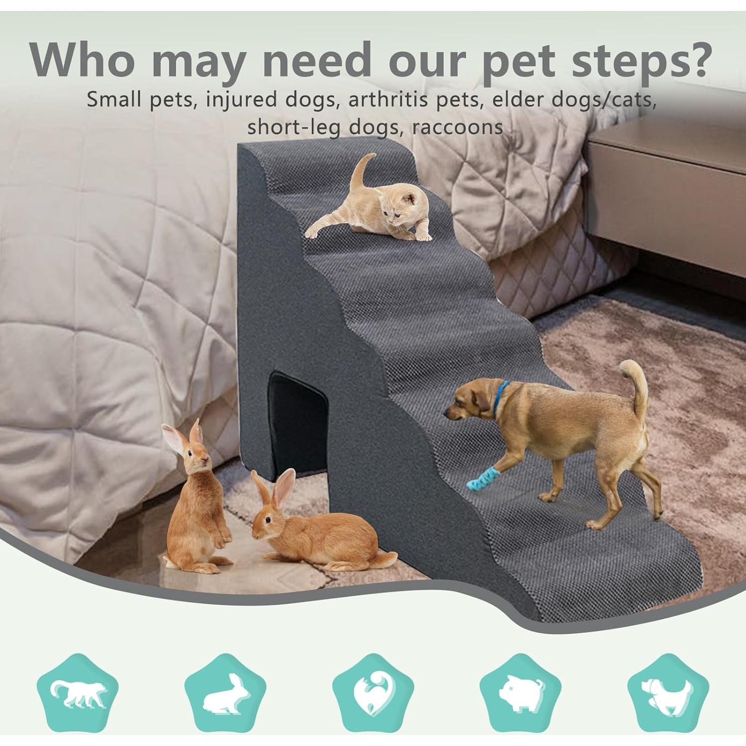 Escaleras para Perros MALOROY 86.1 cm con 4 Rampas Antideslizantes