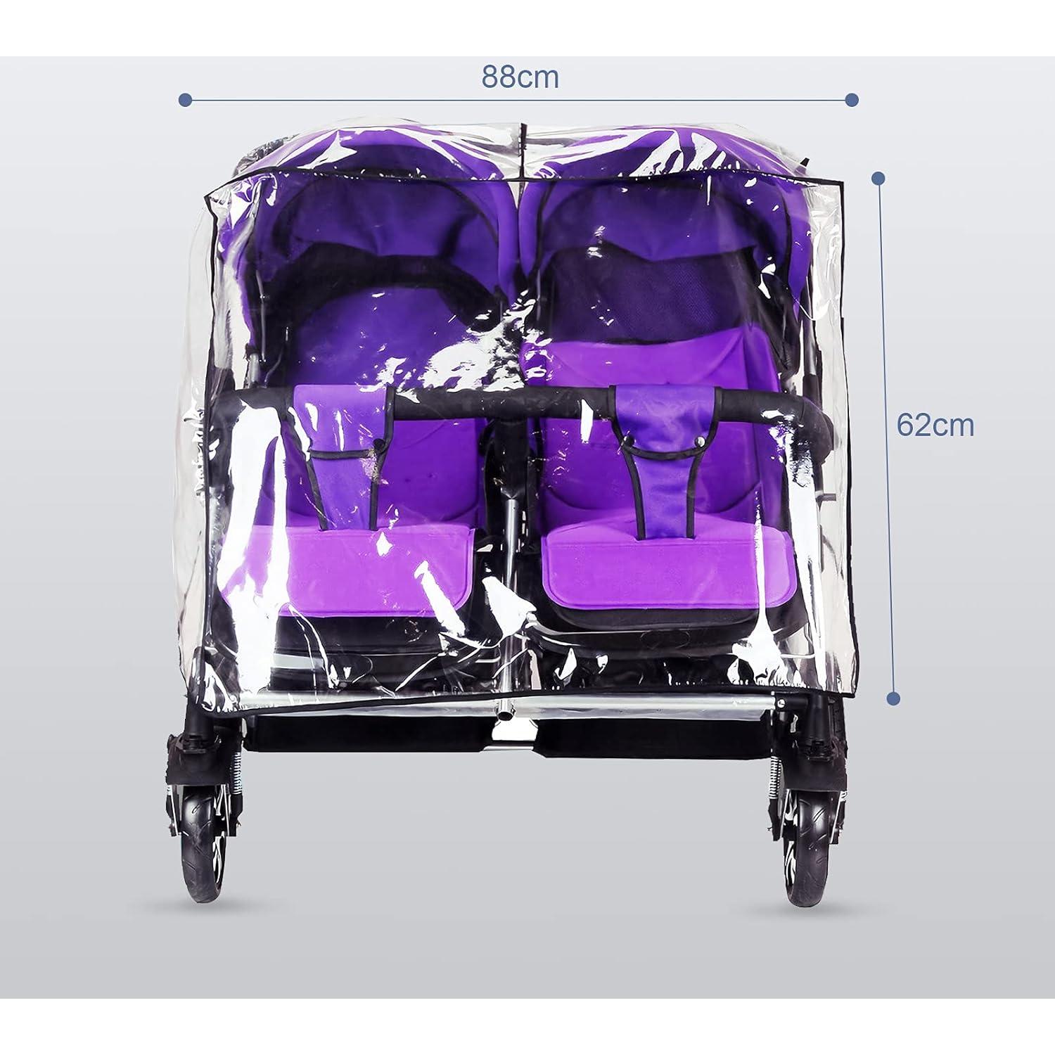 Cubierta de Lluvia Universal para Cochecito Gemelar Transparente