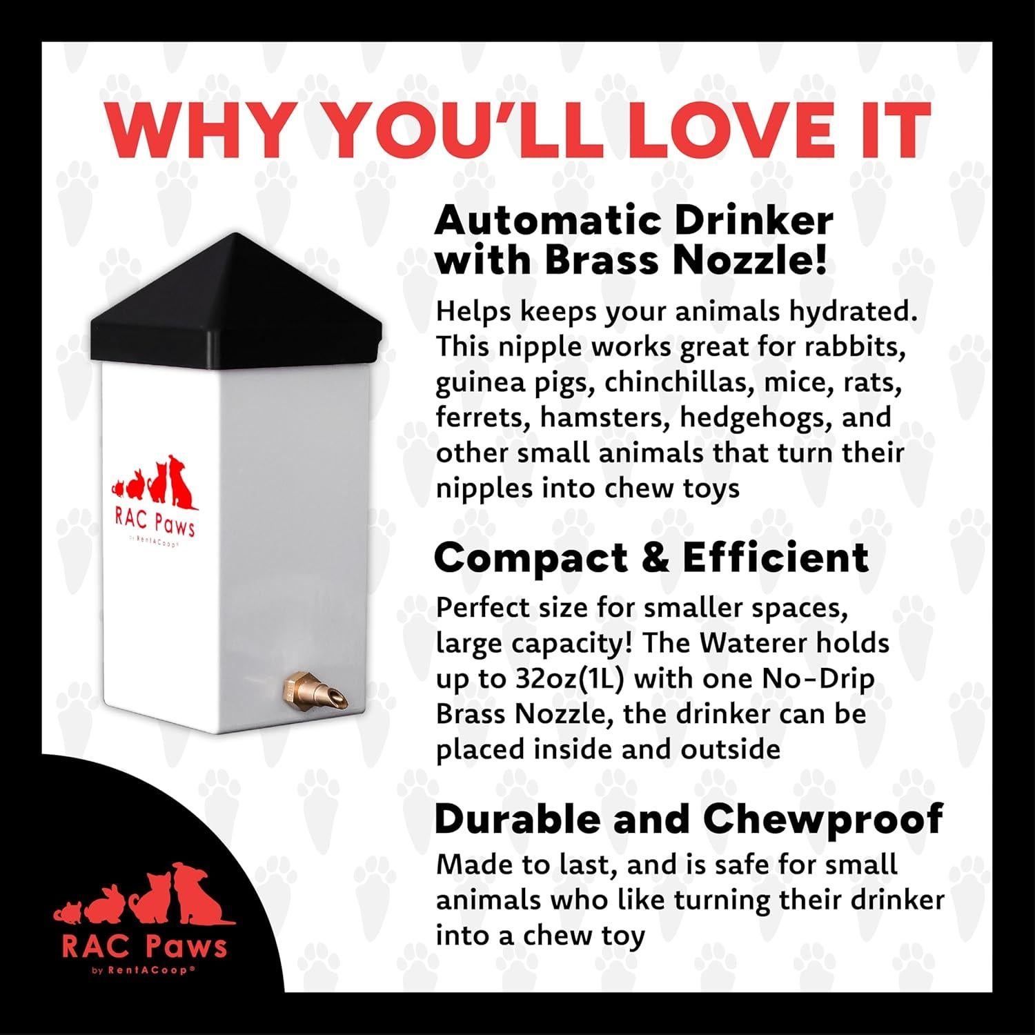 Bebedero Automático RentACoop 1L con Boquilla de Latón Sin Goteo