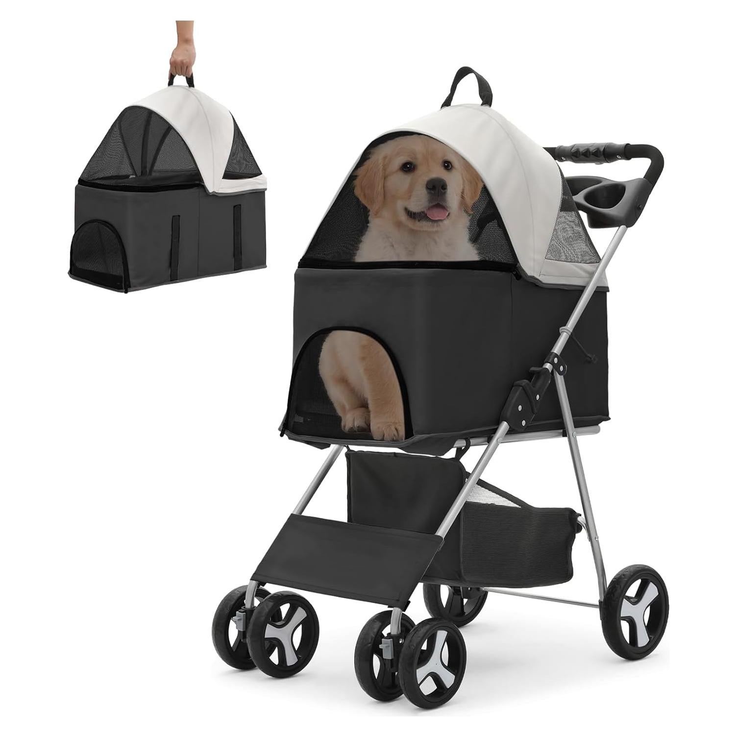 Carrito para Mascotas Colección Athena Negro 15 kg 4 Ruedas