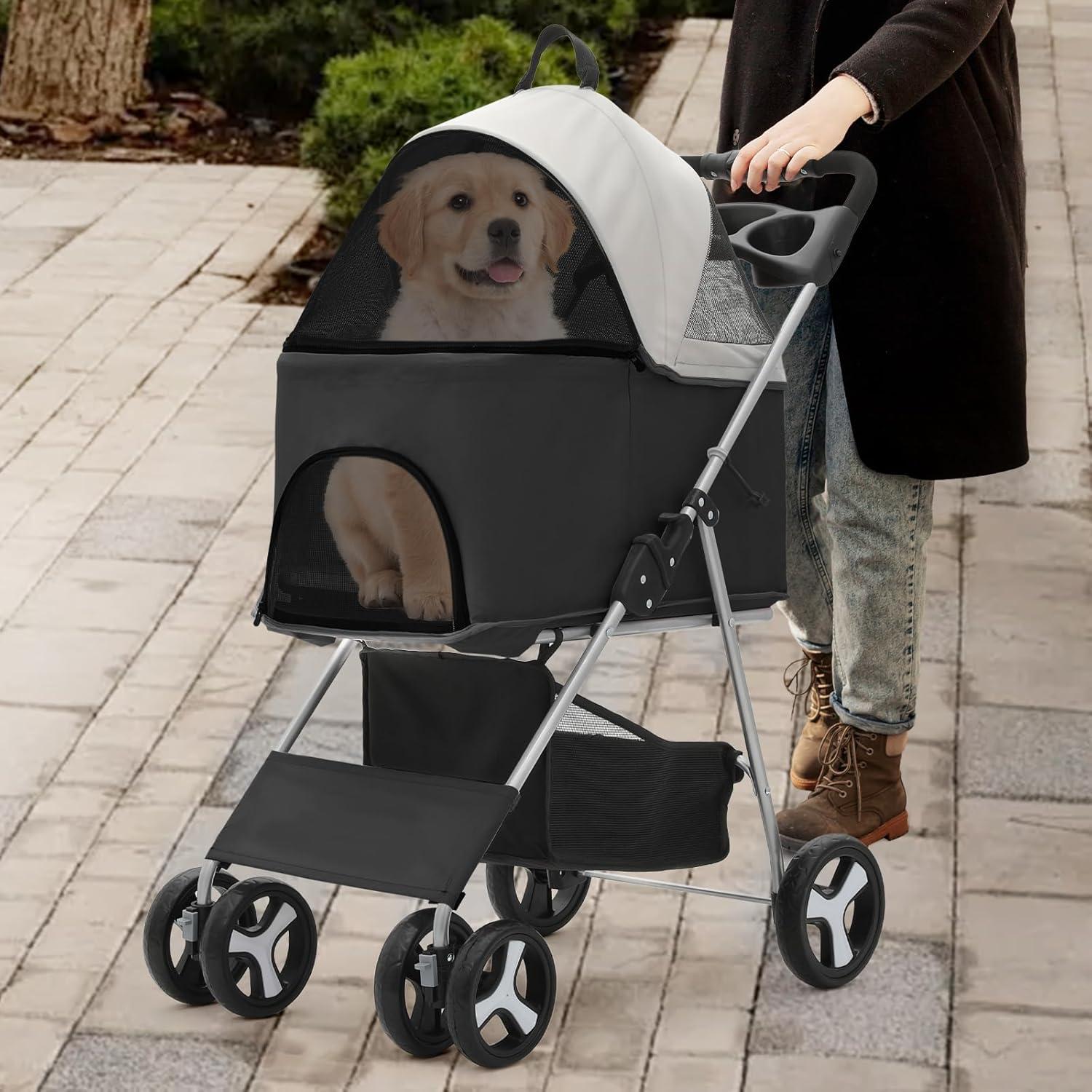 Carrito para Mascotas Colección Athena Negro 15 kg 4 Ruedas