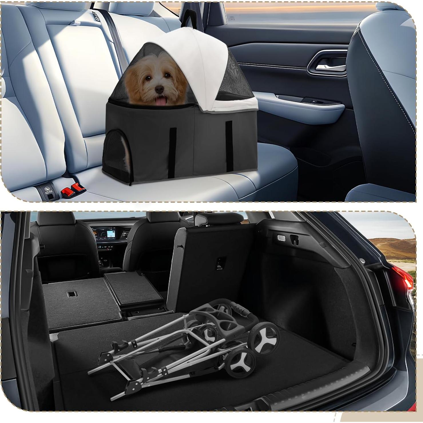 Carrito para Mascotas Colección Athena Negro 15 kg 4 Ruedas