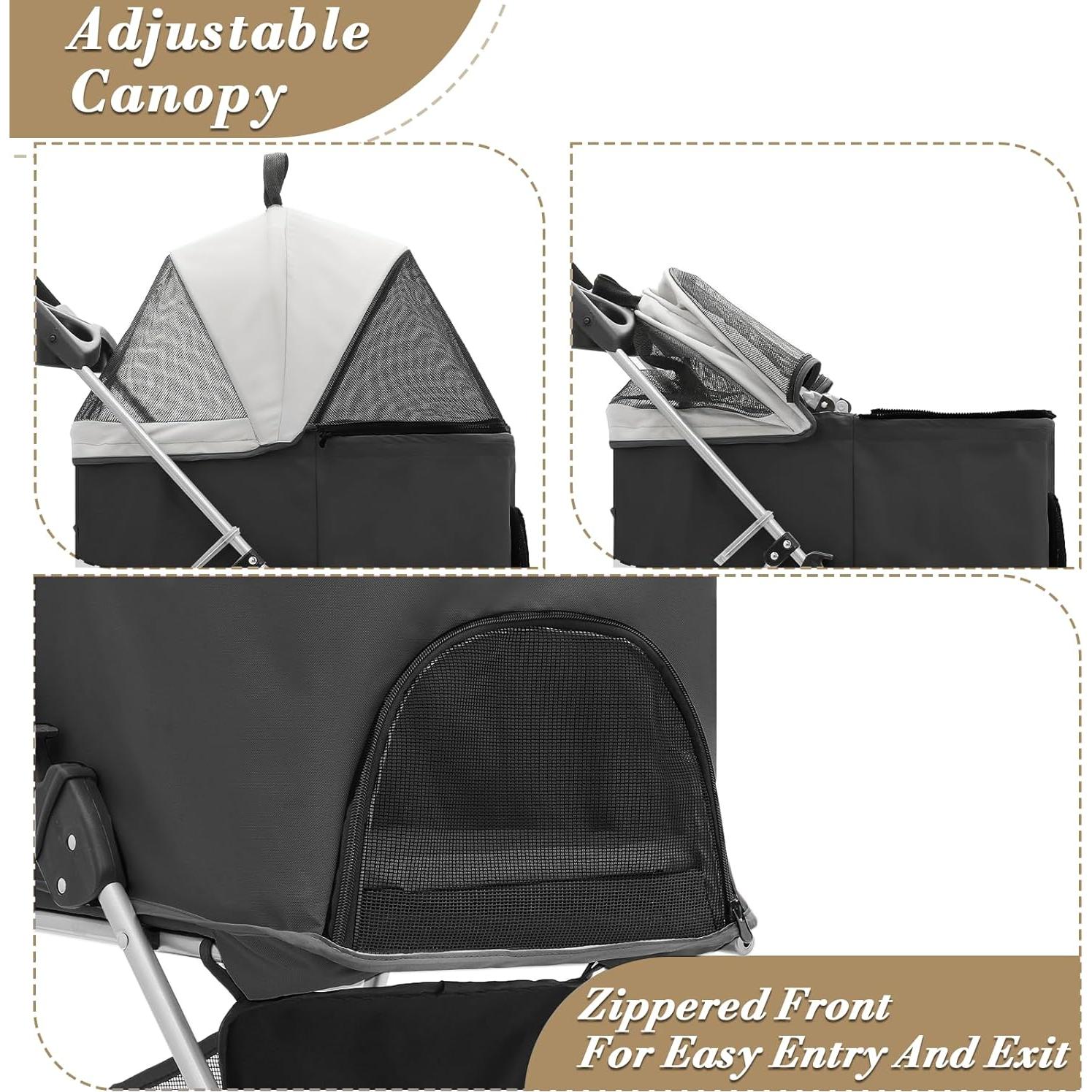 Carrito para Mascotas Colección Athena Negro 15 kg 4 Ruedas