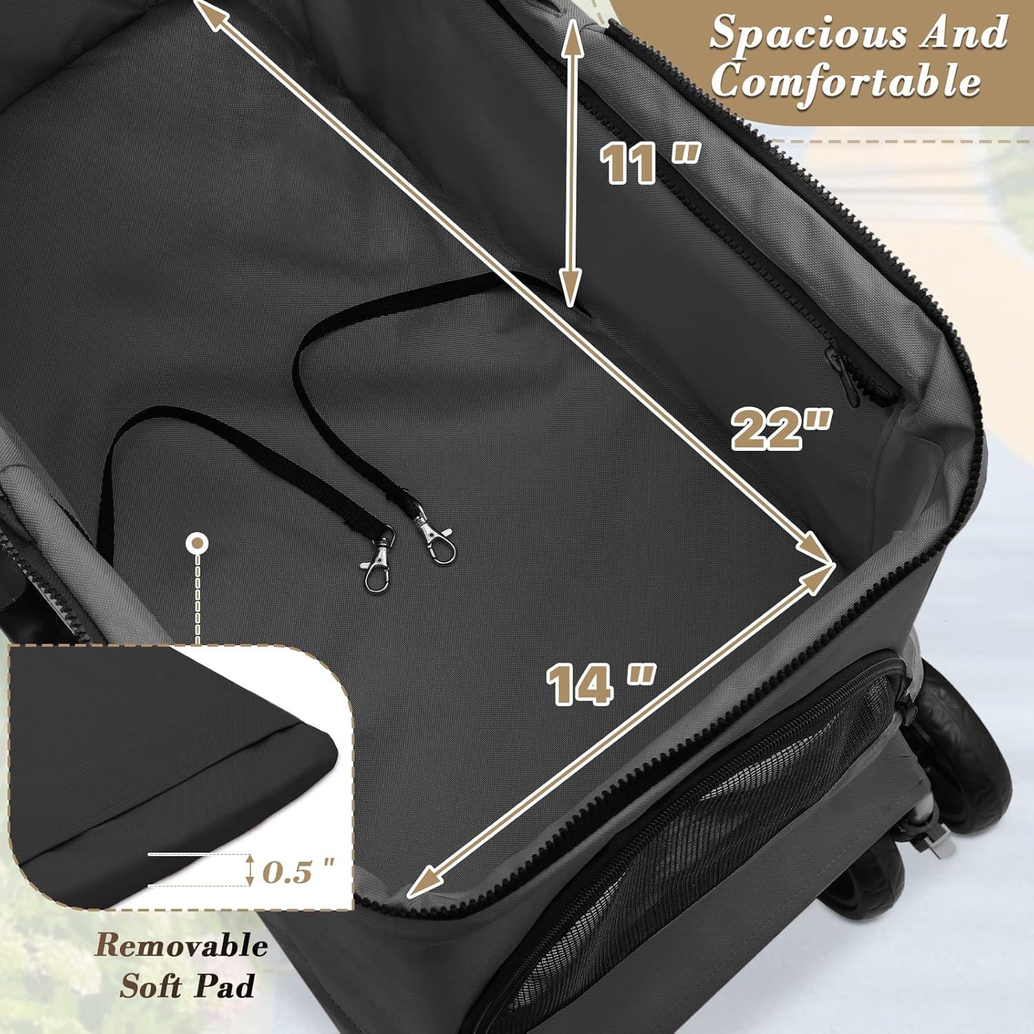 Carrito para Mascotas Colección Athena Negro 15 kg 4 Ruedas