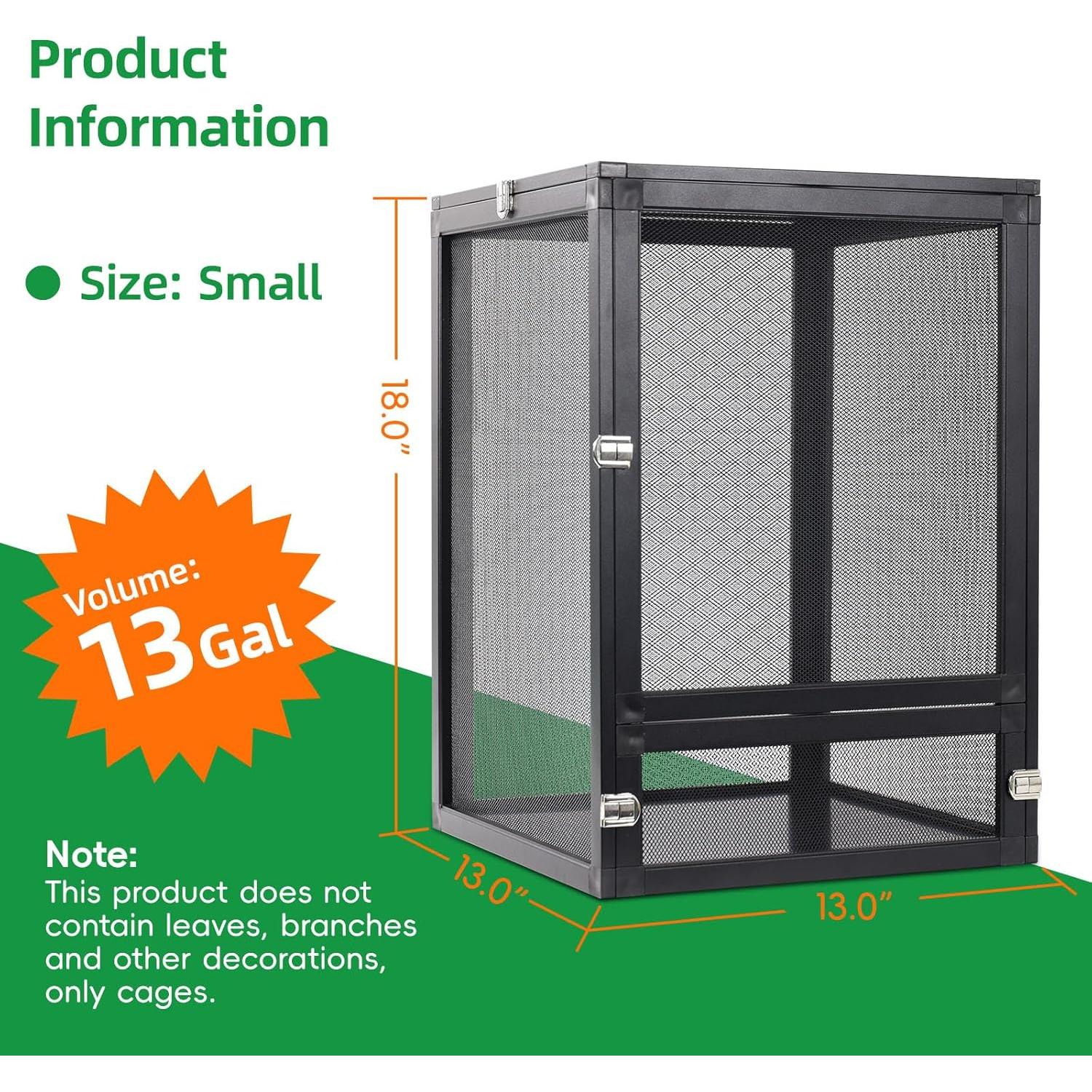 Jaula de Reptiles Plegable Binano 45.7x33.0x33.0 cm 360°