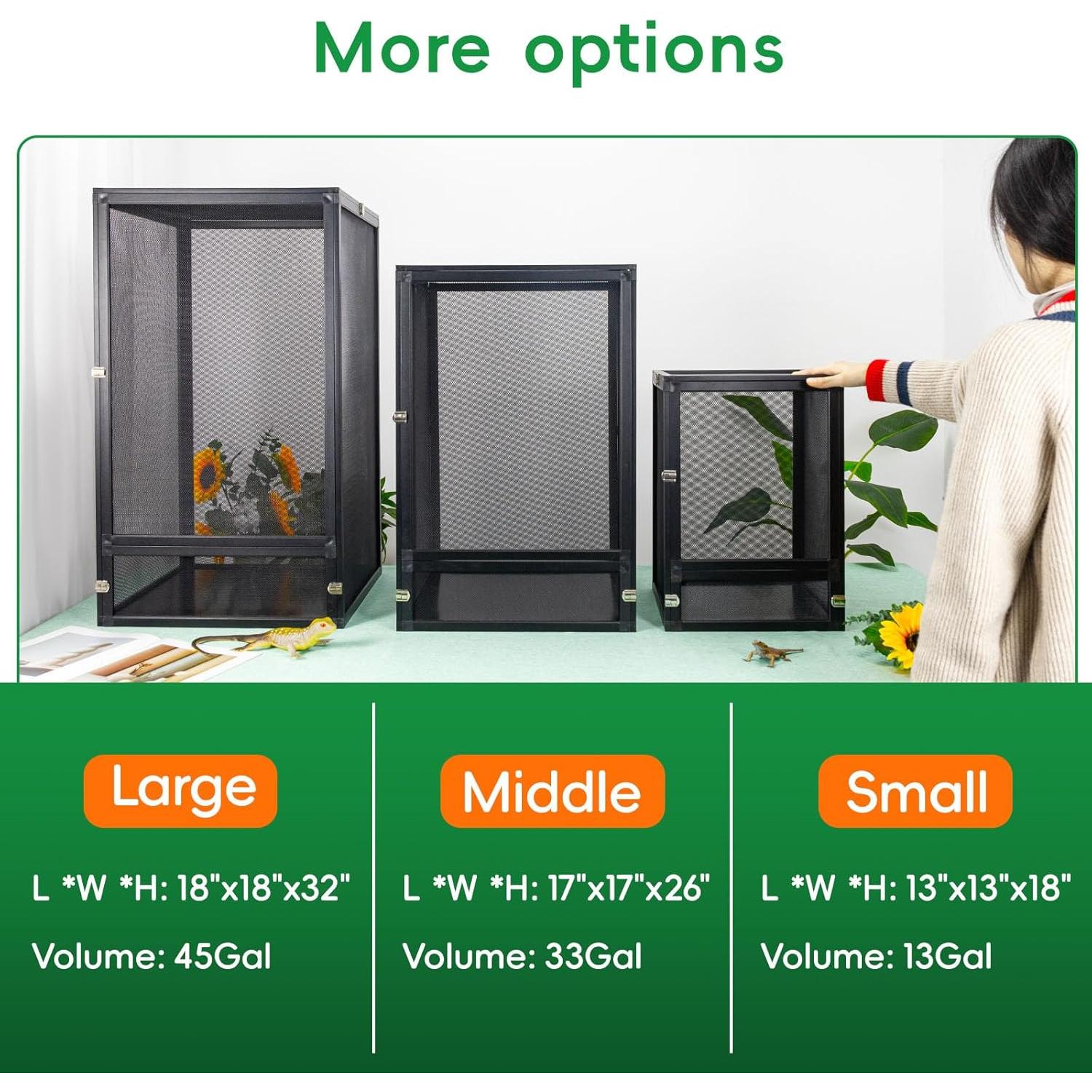 Jaula de Reptiles Plegable Binano 45.7x33.0x33.0 cm 360°