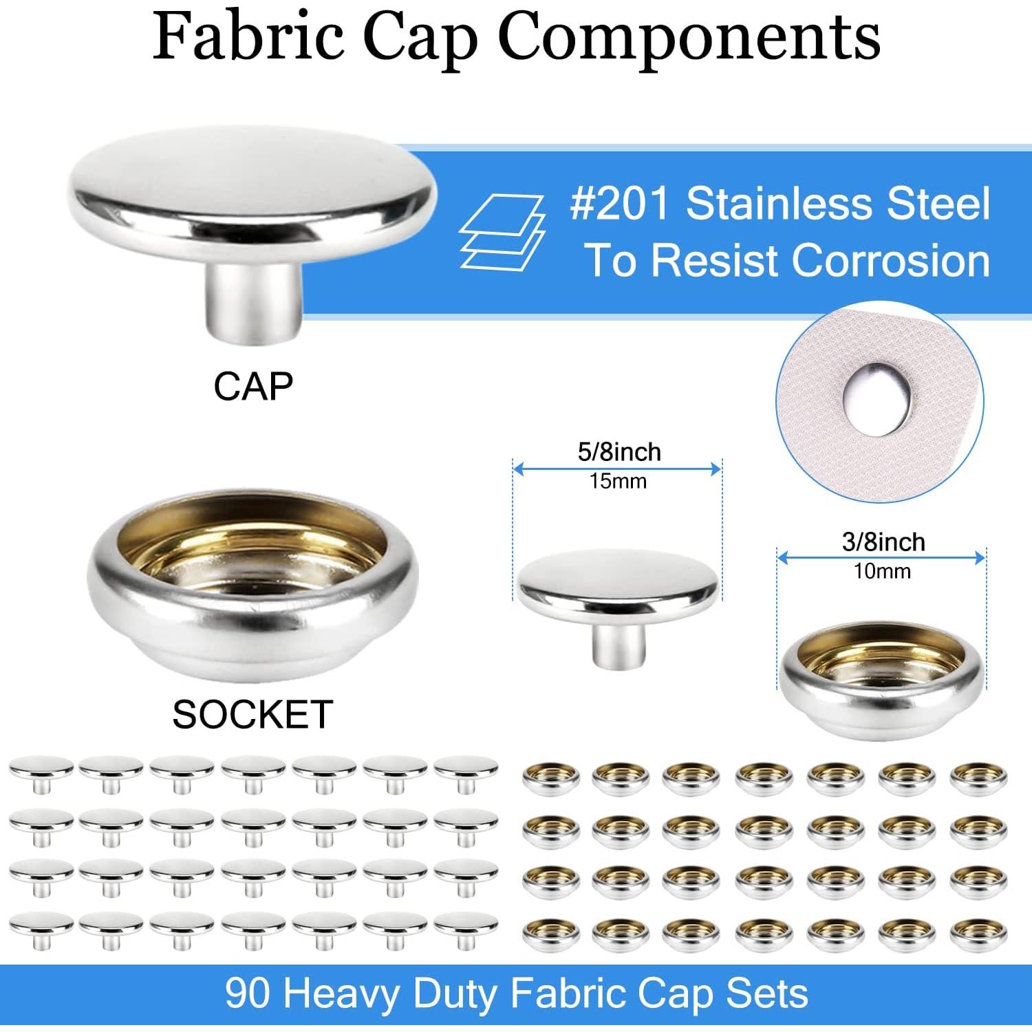 Kit de Botones de Lona CENOZ 314PCS Acero Inoxidable Plata