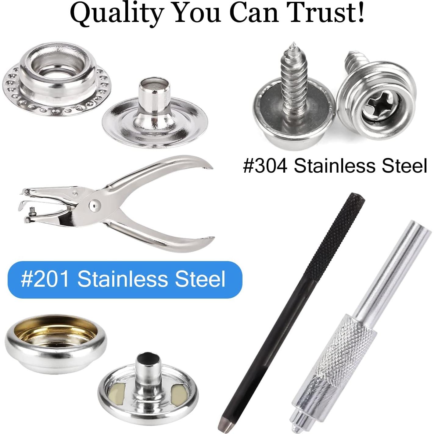 Kit de Botones de Lona CENOZ 314PCS Acero Inoxidable Plata