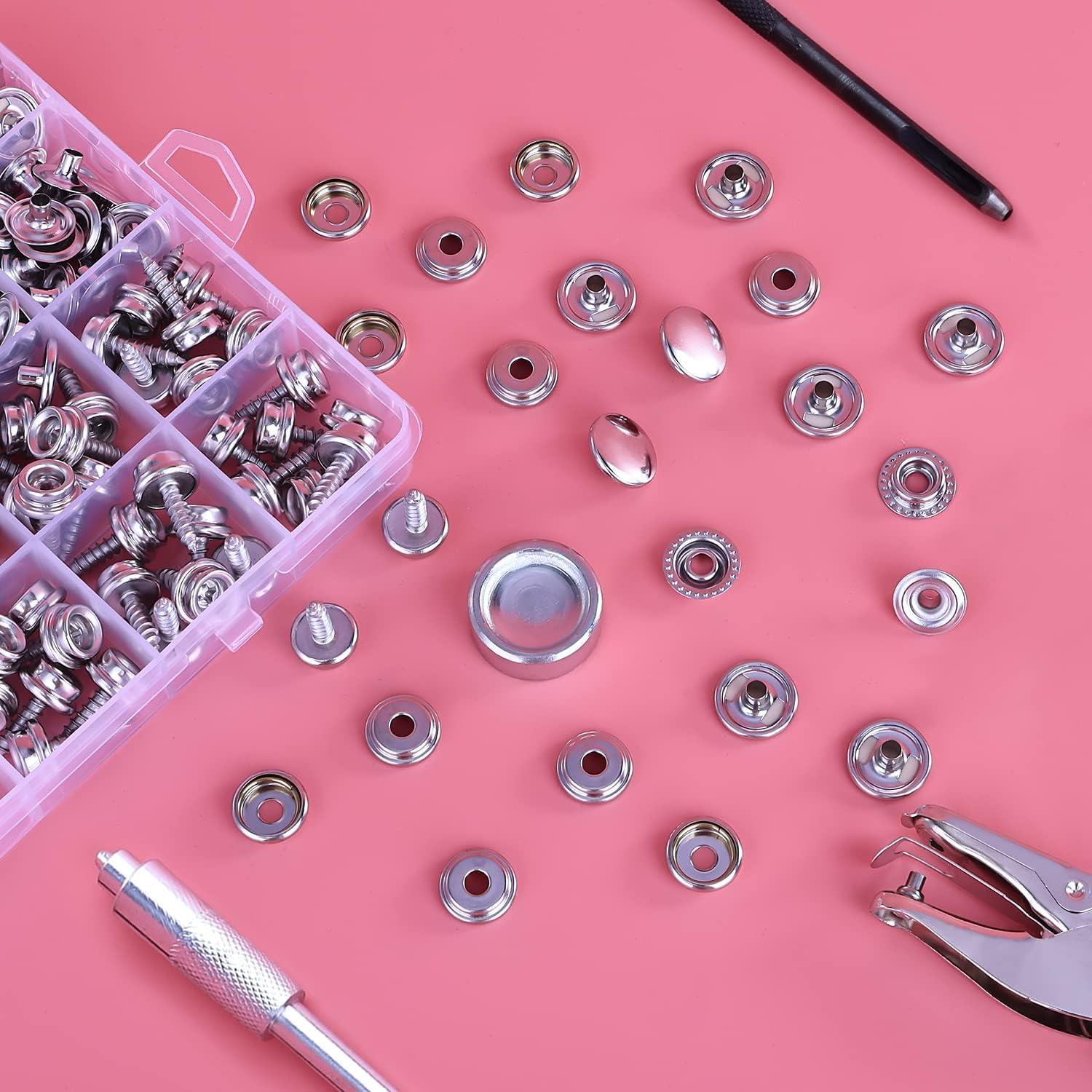 Kit de Botones de Lona CENOZ 314PCS Acero Inoxidable Plata