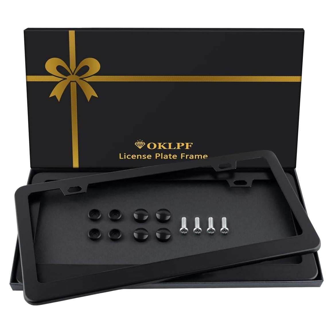 Paquete de 2 Marcos de Placa de Licencia OKLPF Aluminio Negro