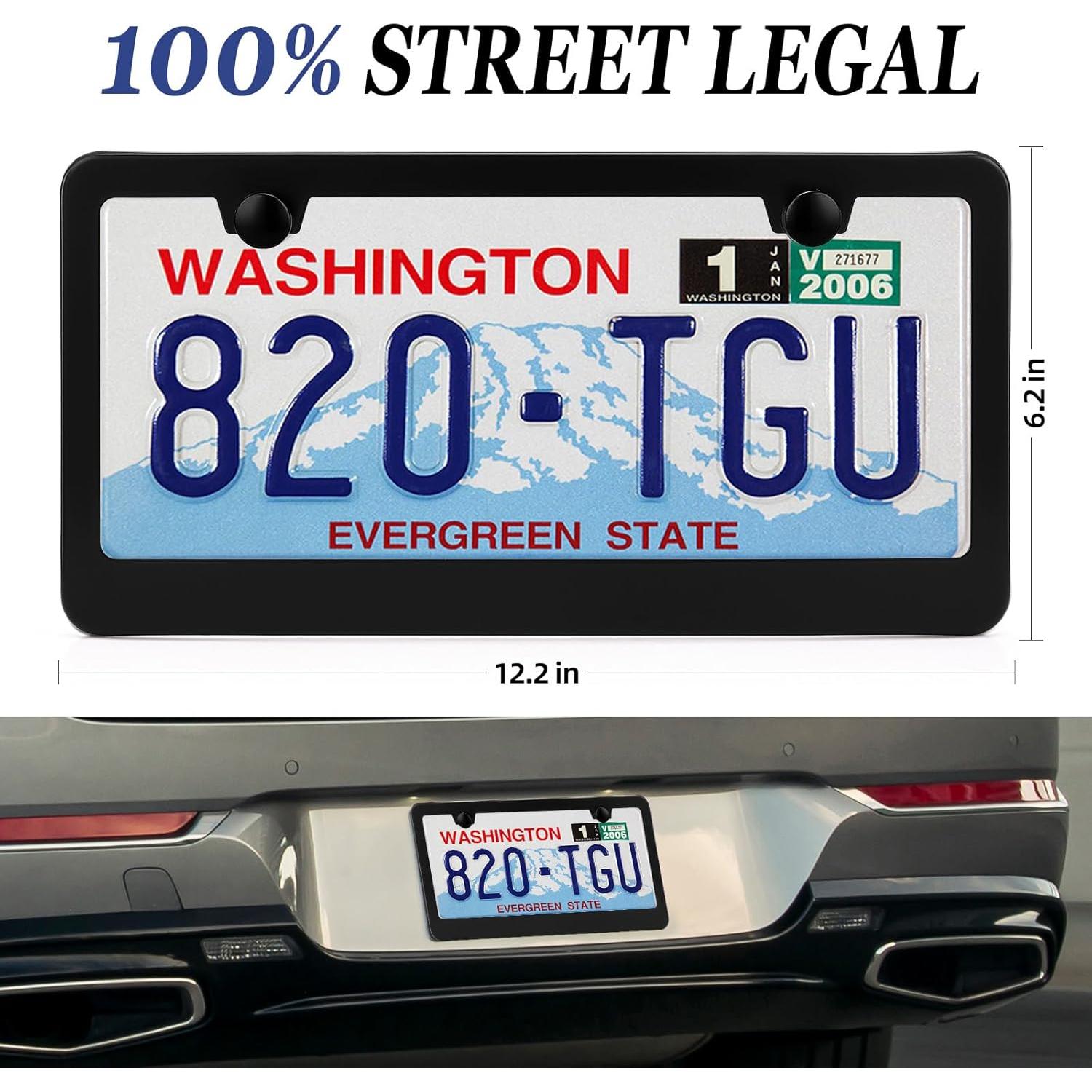 Paquete de 2 Marcos de Placa de Licencia OKLPF Aluminio Negro