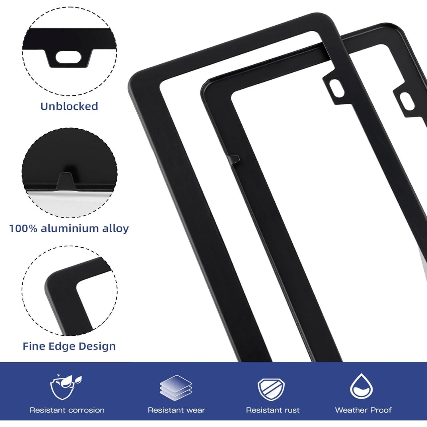 Paquete de 2 Marcos de Placa de Licencia OKLPF Aluminio Negro