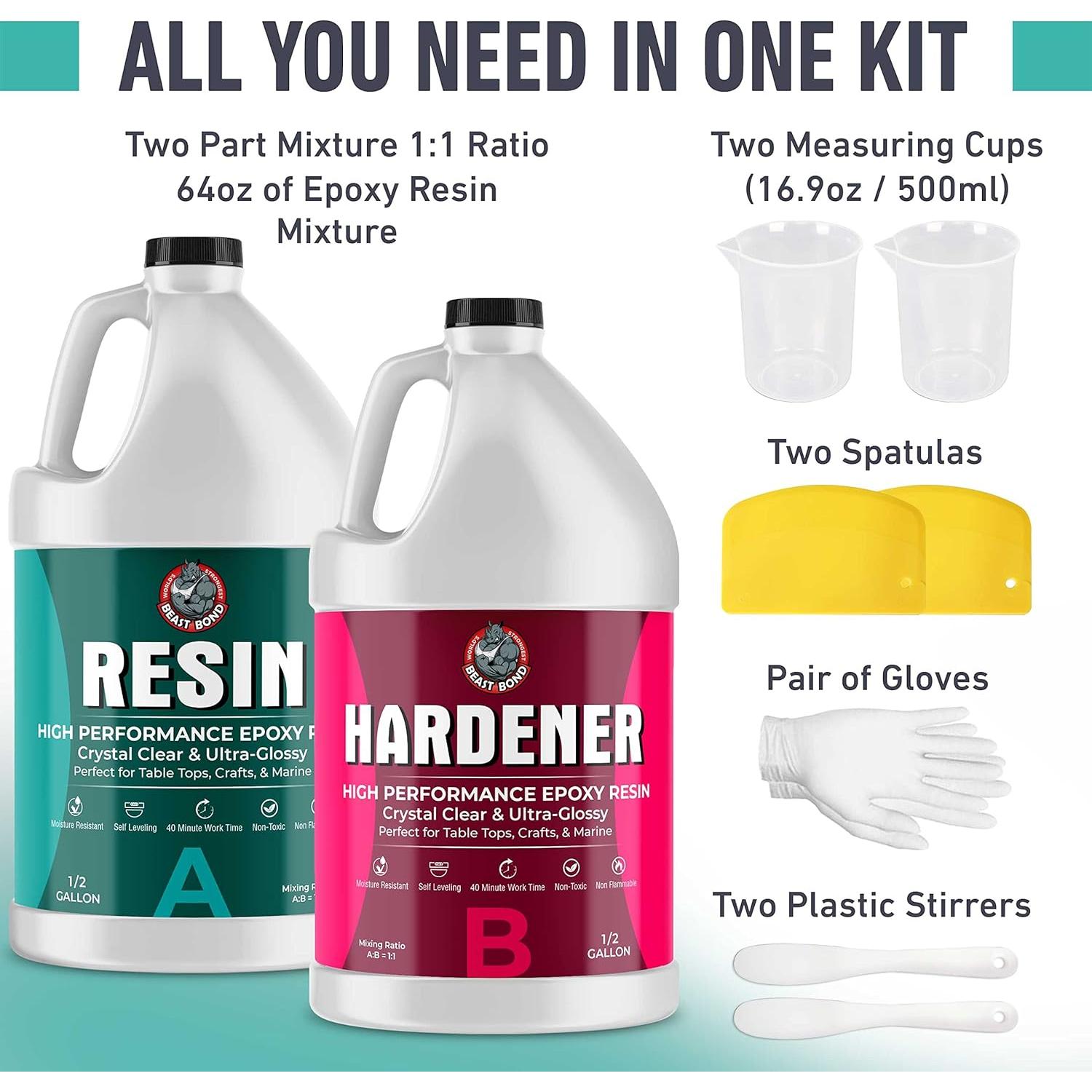 Resina Epóxica Beast Bond 3.79L Ultra-Brillante Cristal Claro