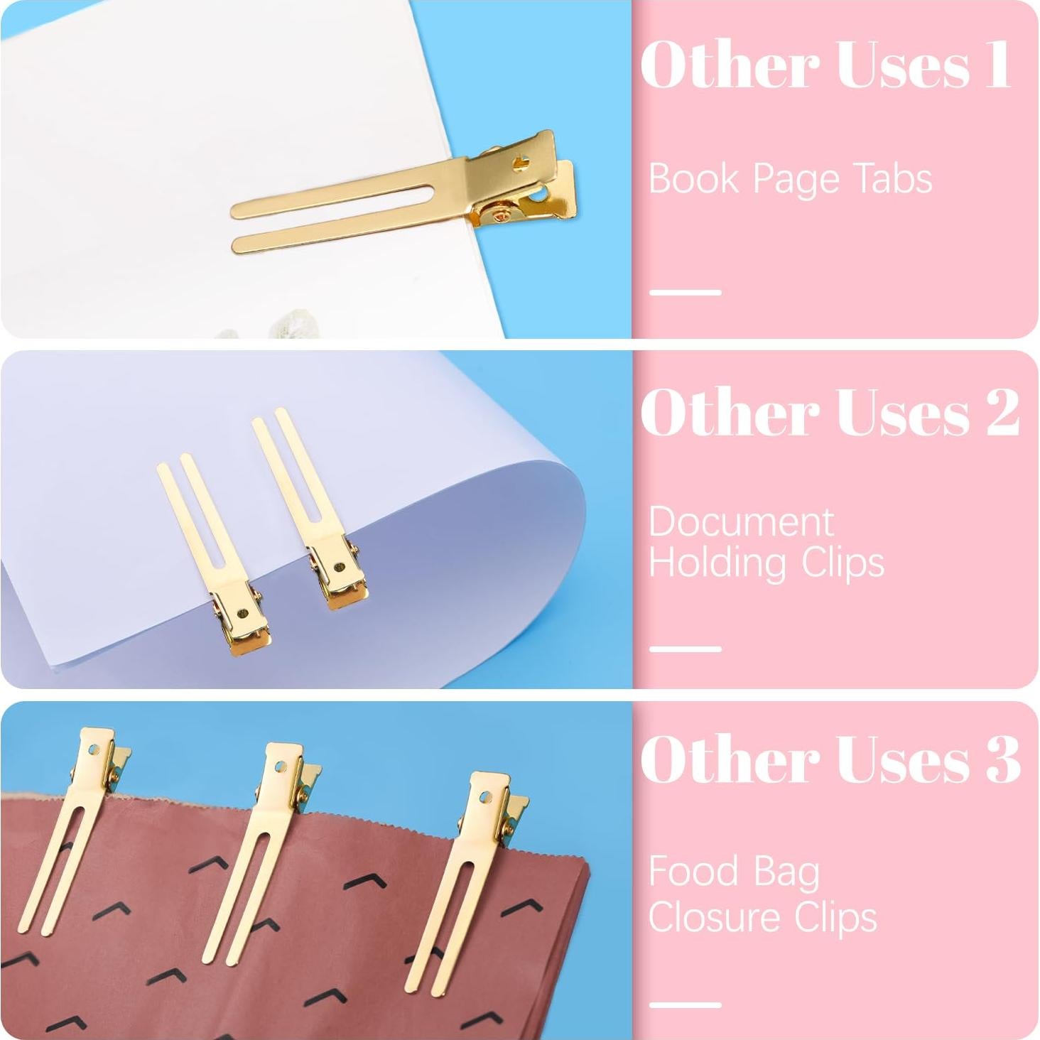 50 Clips de Rizo IKOCO Dorado + 3 Peines para Peluquería