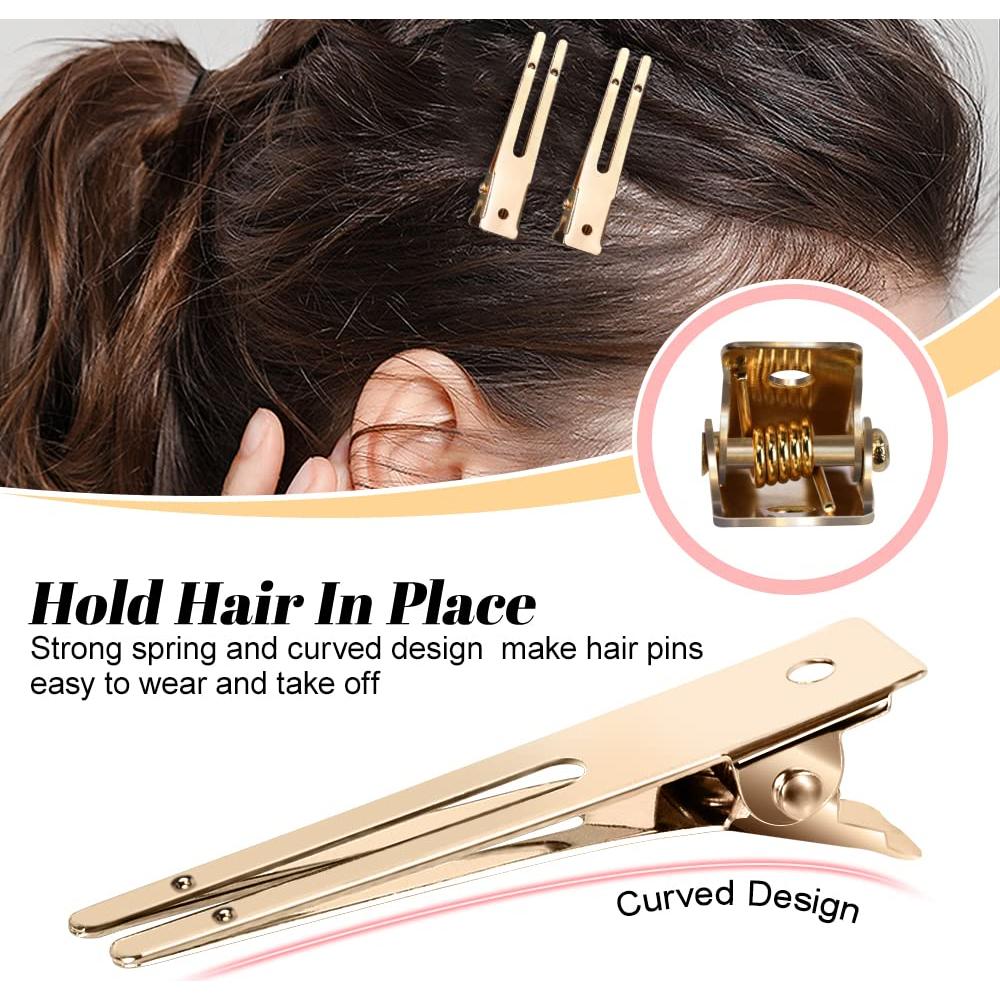 50 Clips de Rizo IKOCO Dorado + 3 Peines para Peluquería