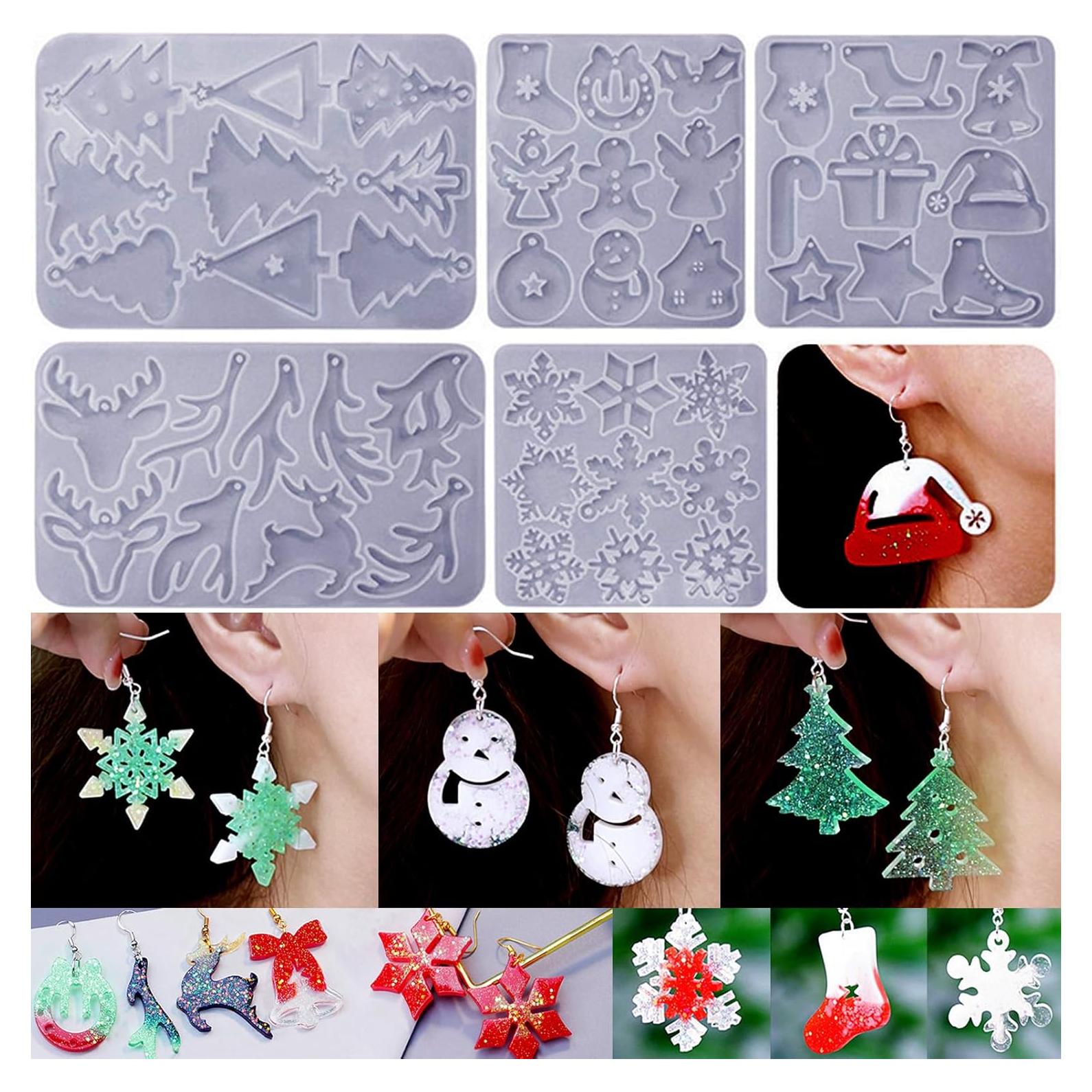 Moldes de Aretes de Resina ZQYSING 5 Piezas Navidad