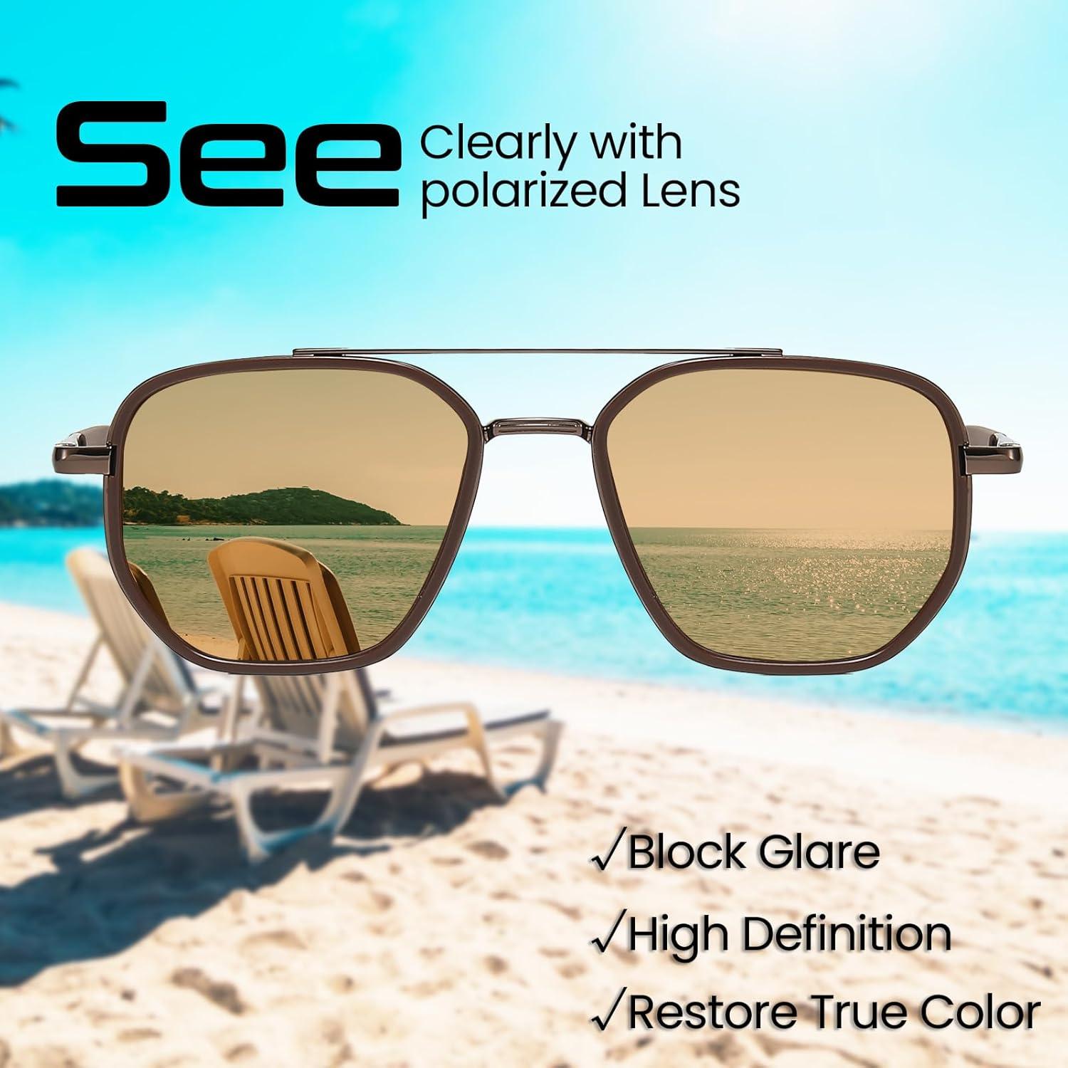 Gafas de sol aviador SODQW con marco cuadrado y doble puente