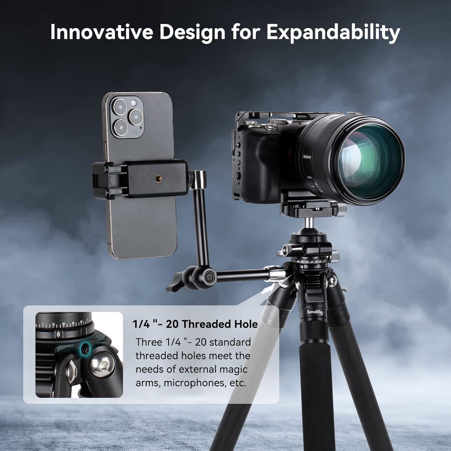 Trípode de fibra de carbono SmallRig AP-10, 52.4" ligero y compacto