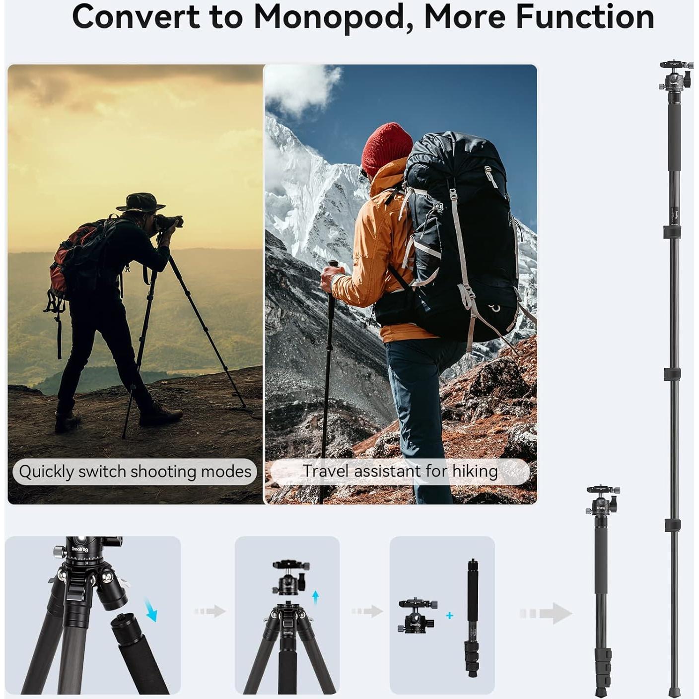 Trípode de fibra de carbono SmallRig AP-10, 52.4" ligero y compacto