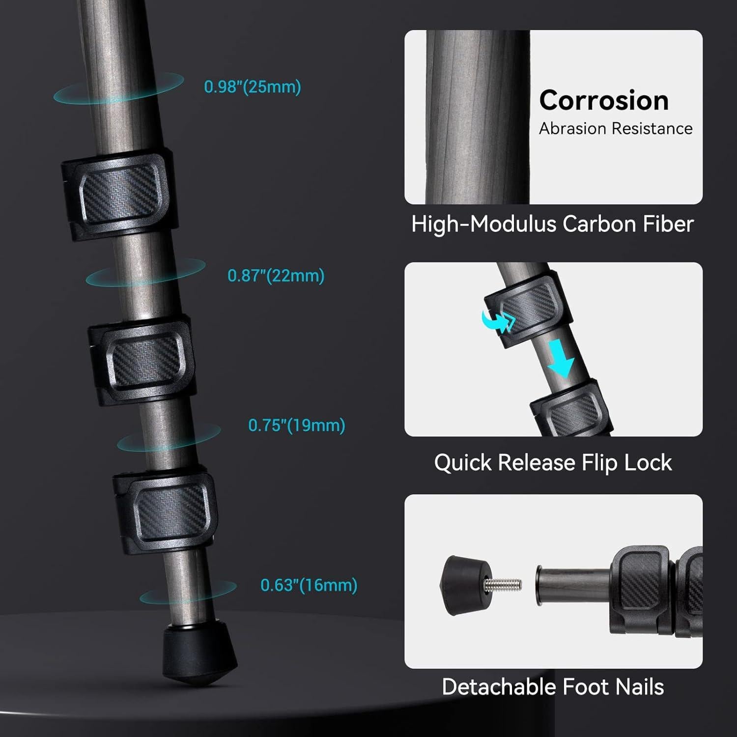 Trípode de fibra de carbono SmallRig AP-10, 52.4" ligero y compacto