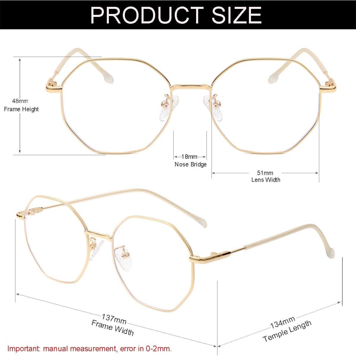 Gafas NIDOVIX Sin Prescripción Unisex Anti-luz Azul Oro