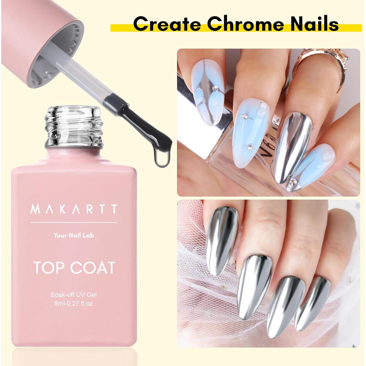 Kit Base y Top Coat Gel Makartt 8ml - Brillo Duradero y Resistente