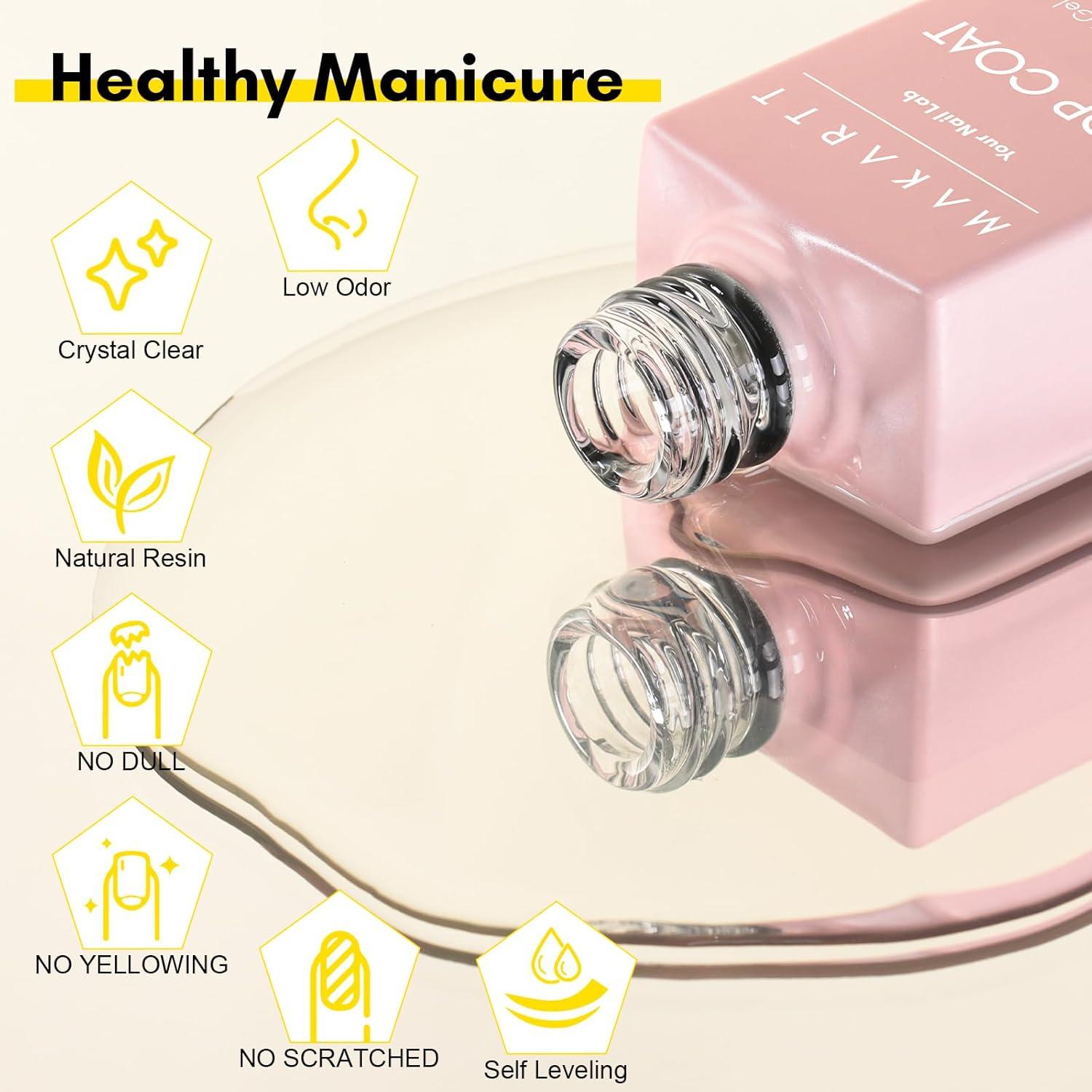 Kit Base y Top Coat Gel Makartt 8ml - Brillo Duradero y Resistente