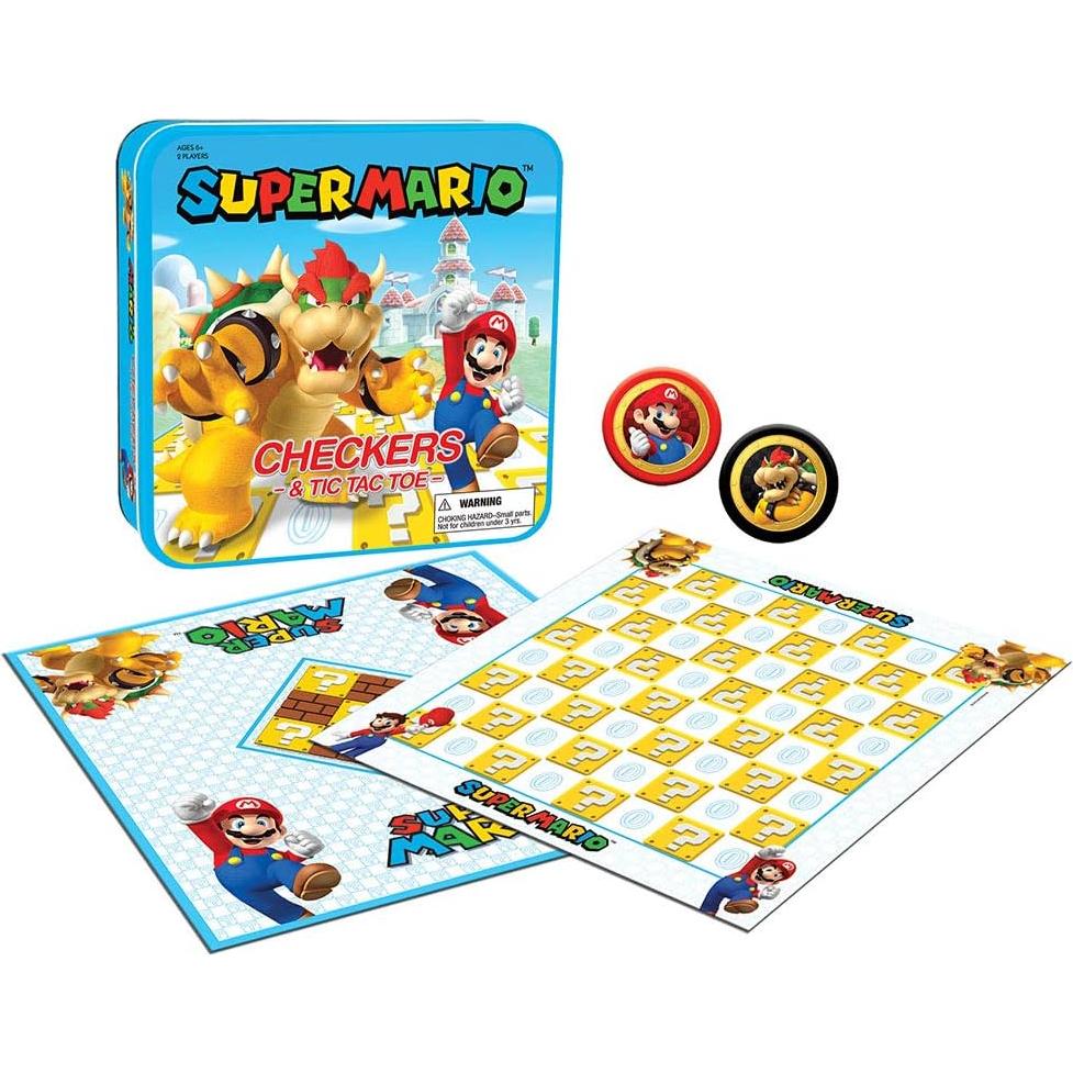 Juego de Damas y Tres en Raya USAOPOLY Super Mario