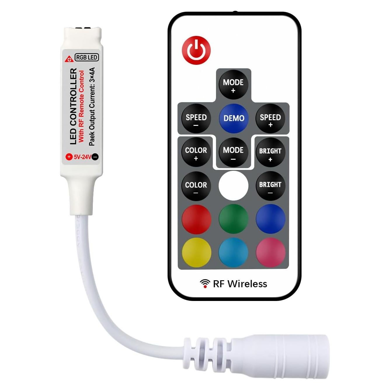 Controlador LED RGB Inalámbrico RF RGBZONE 5-24V 17 Teclas
