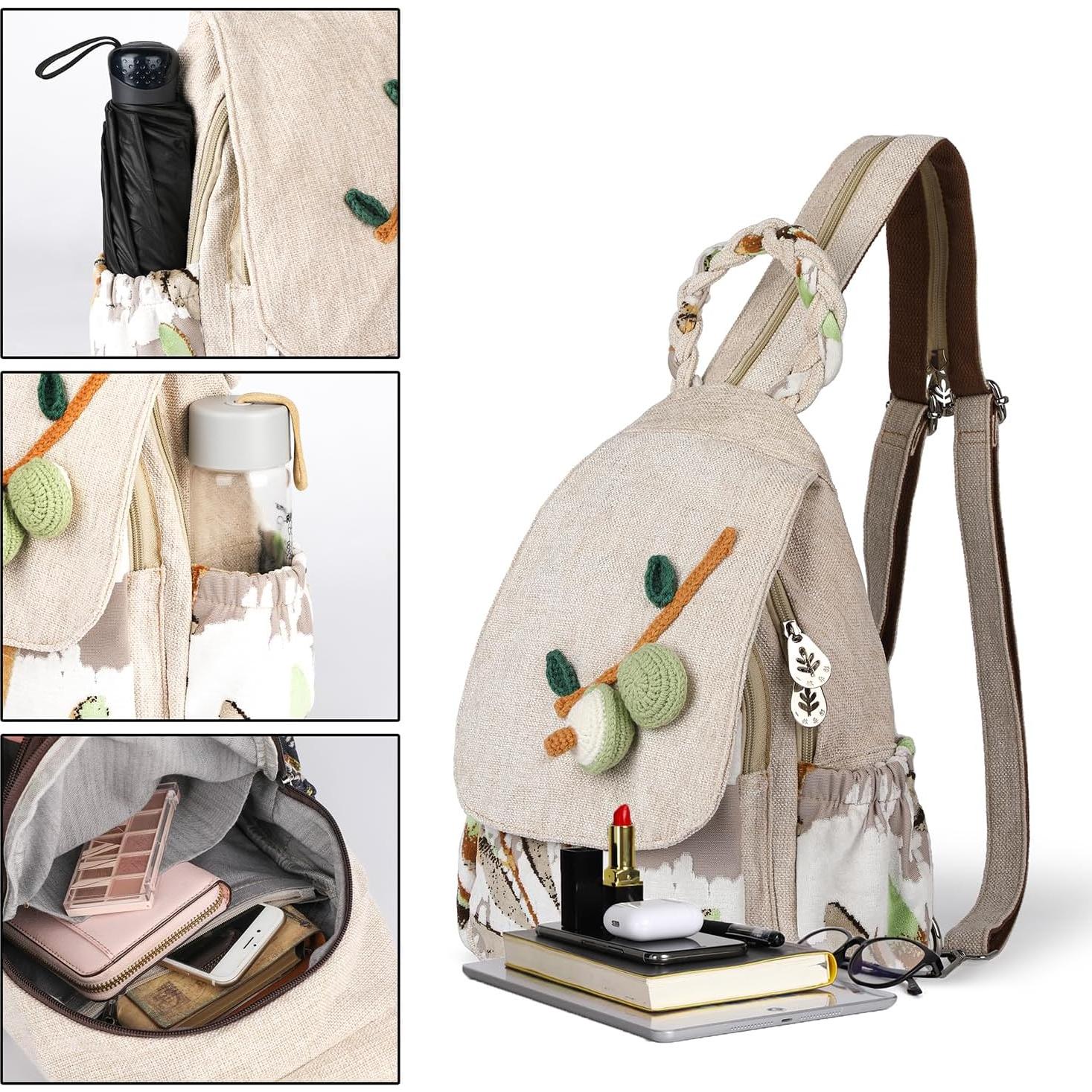 Bolso Bandolera Convertible Lona Premium Mujeres Aguacate