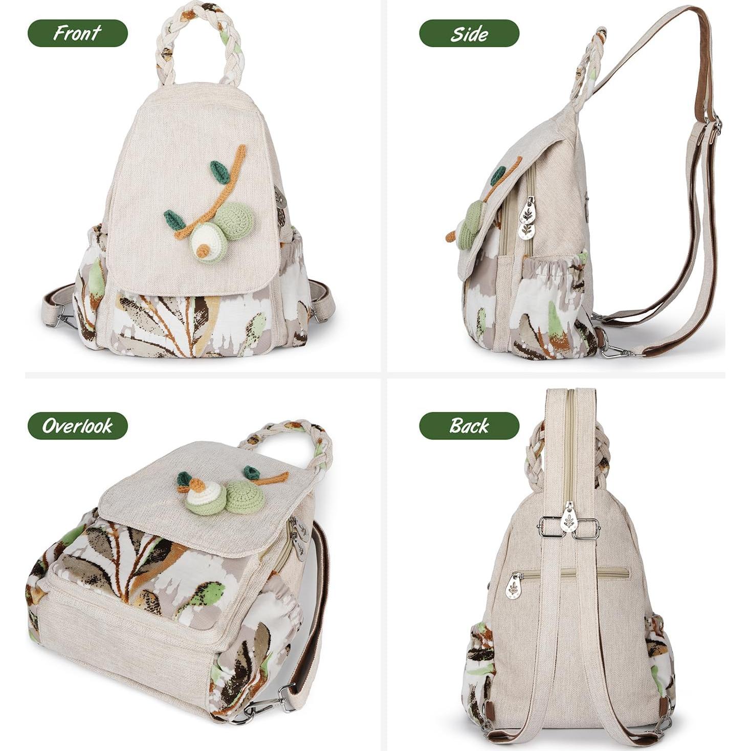 Bolso Bandolera Convertible Lona Premium Mujeres Aguacate
