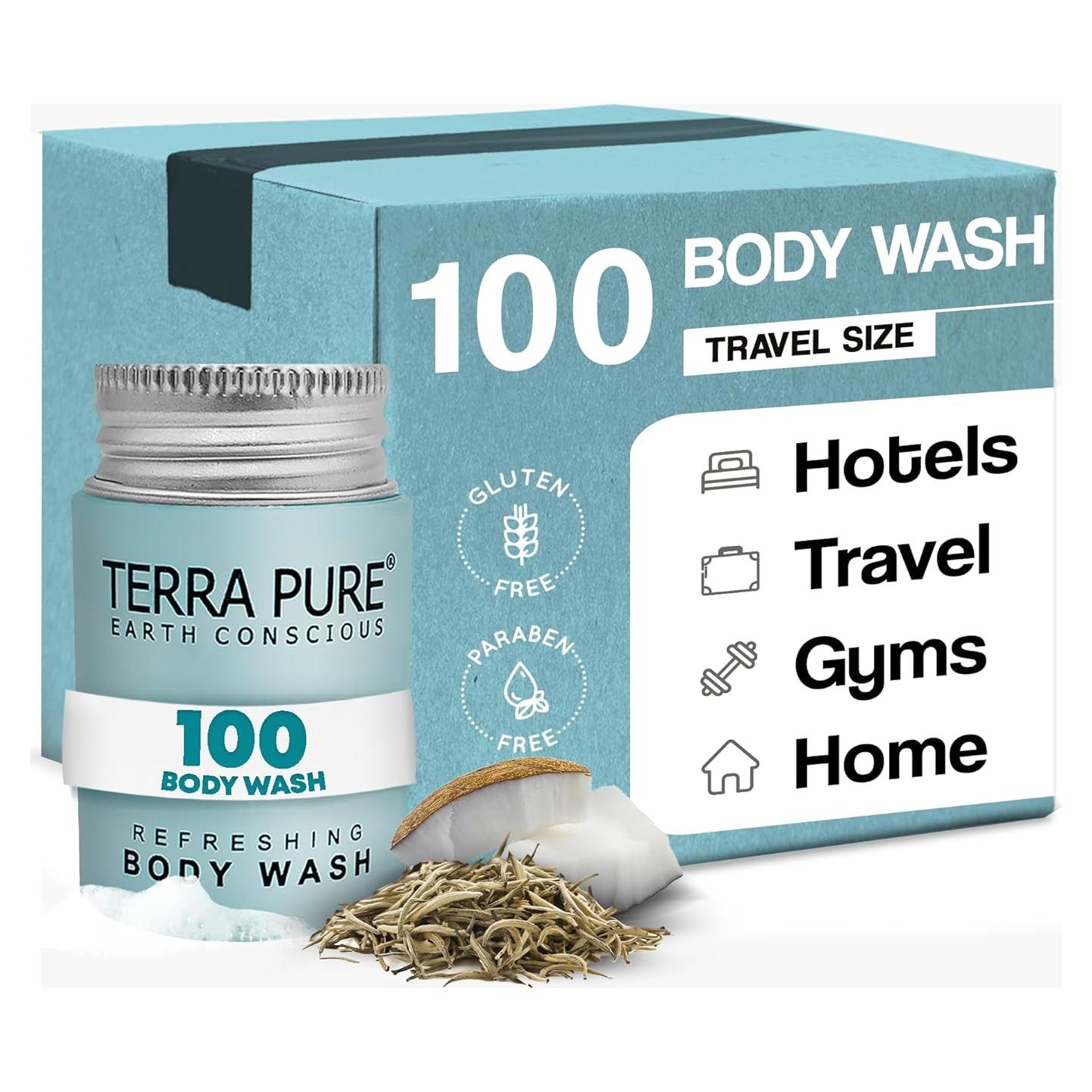 Gel de Ducha Terra Pure Té Blanco y Coco 1 oz - Paquete 100